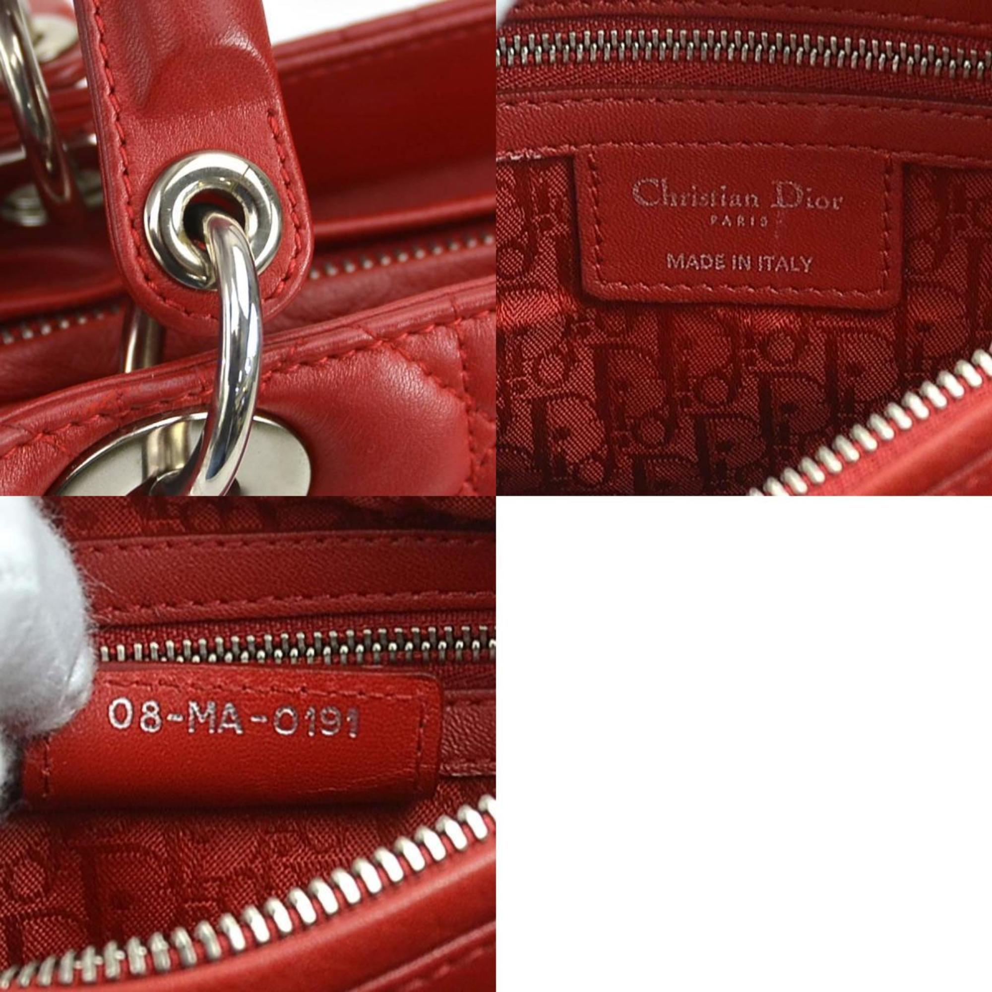 Christian Dior Red Color Leather Handbag Shoulder Bag ()