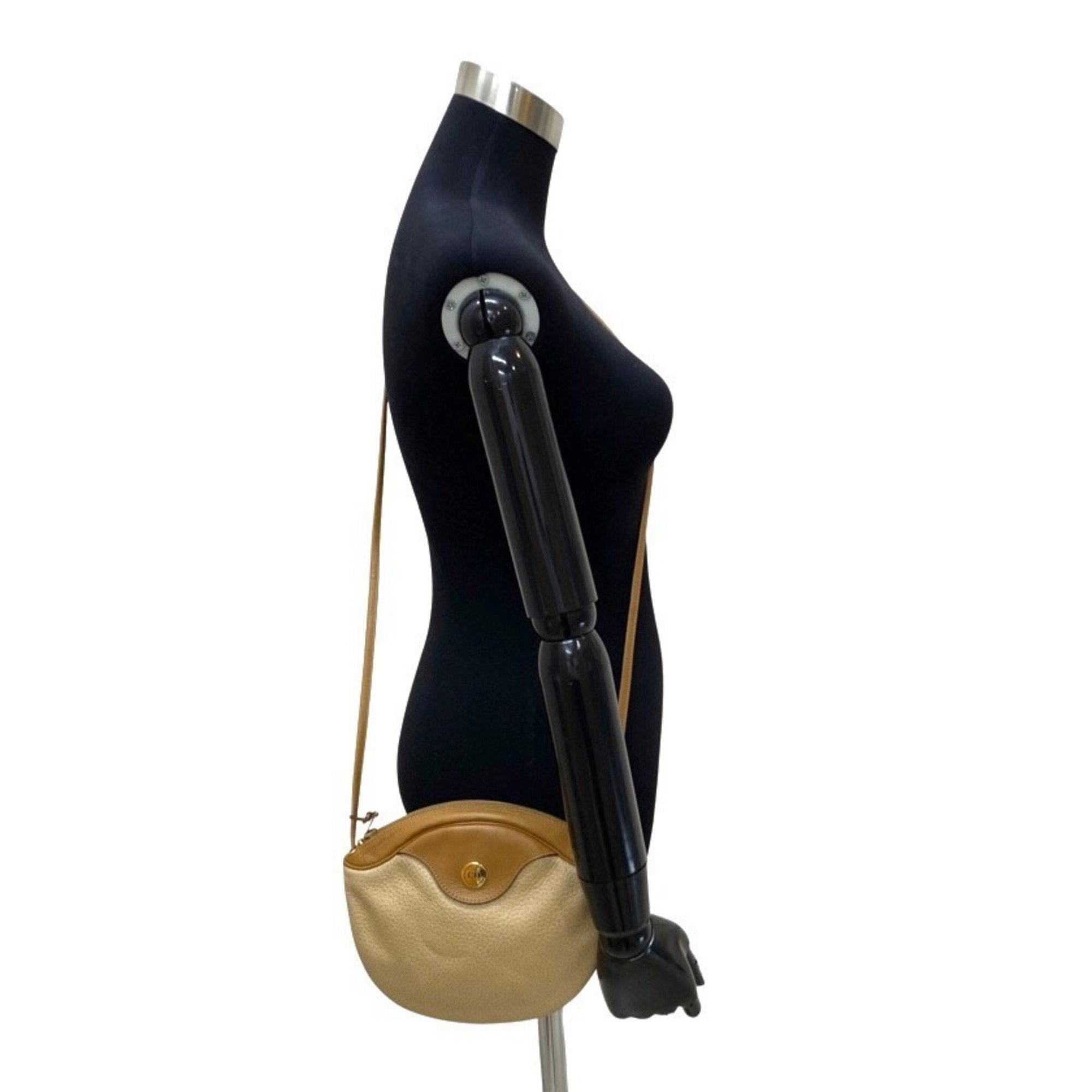 Christian Dior Beige Brown Leather Shoulder Bag ()