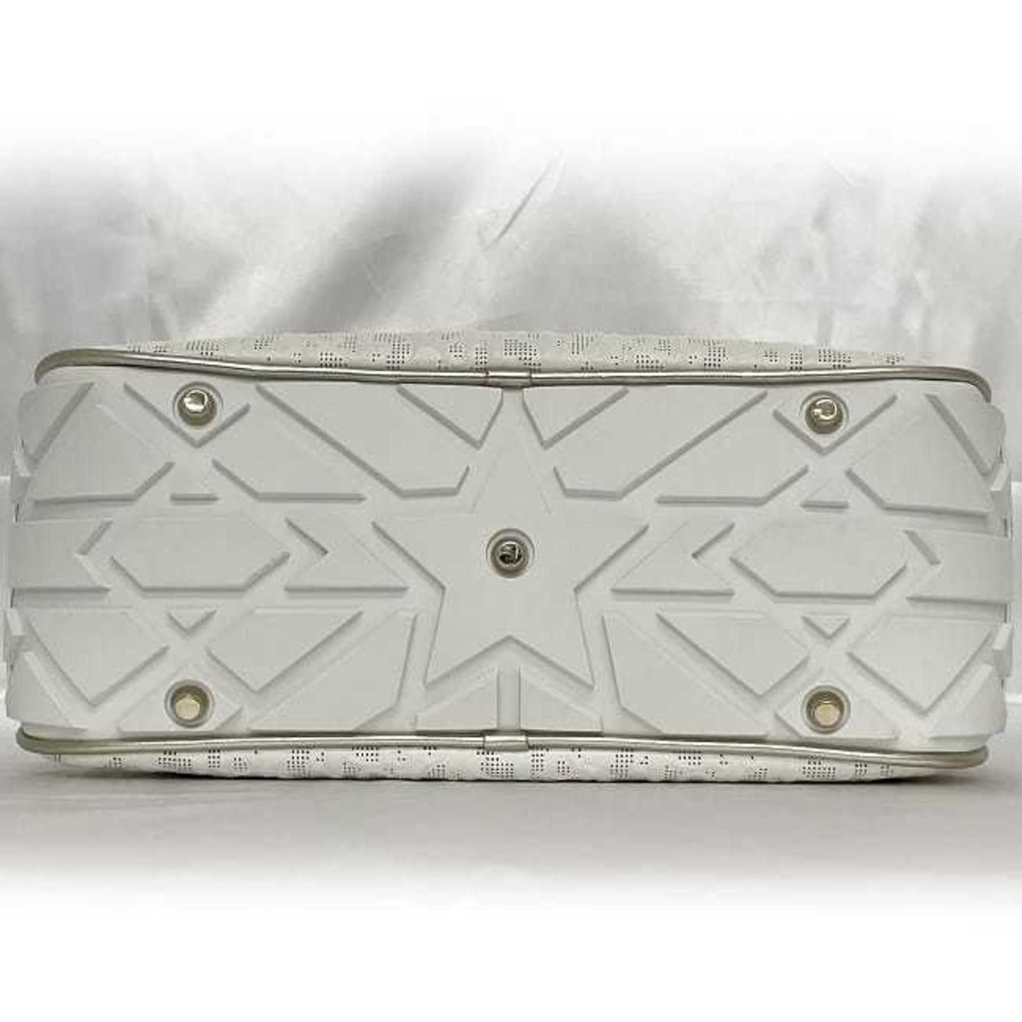 Christian Dior Trotter White Leather Rubber Boston Bag Handbag ()