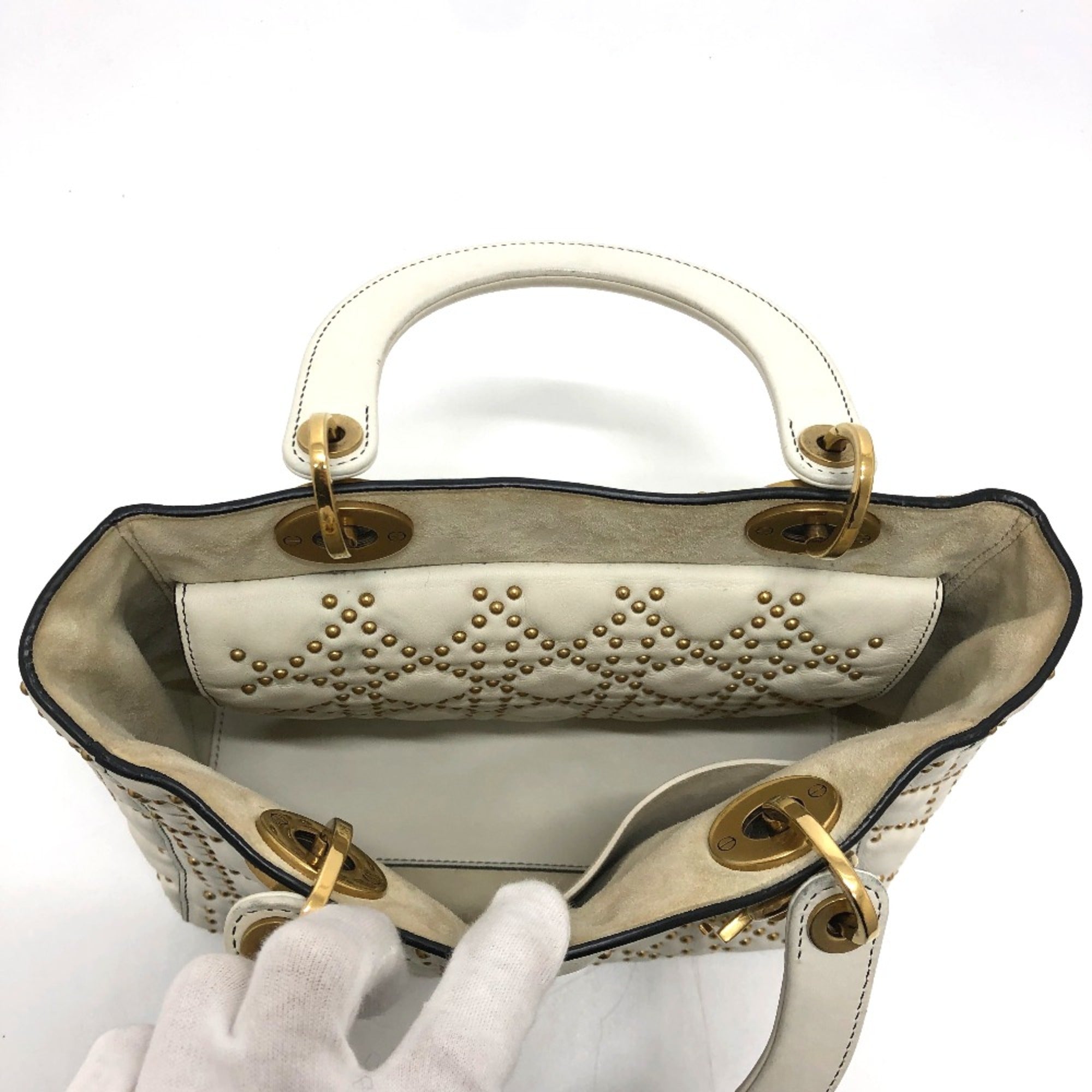 Christian Dior White Leather Handbag ()