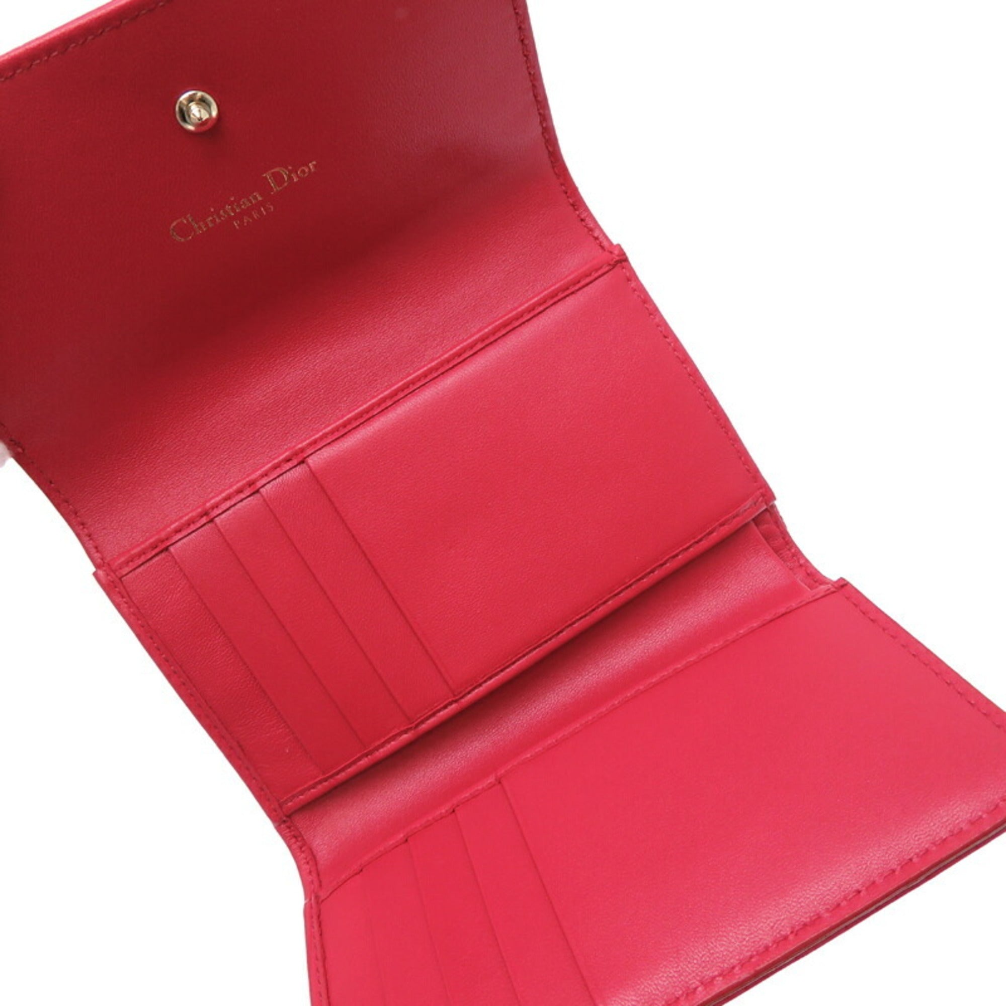 Christian Dior Red Color Leather Wallet (Tri-Fold) ()