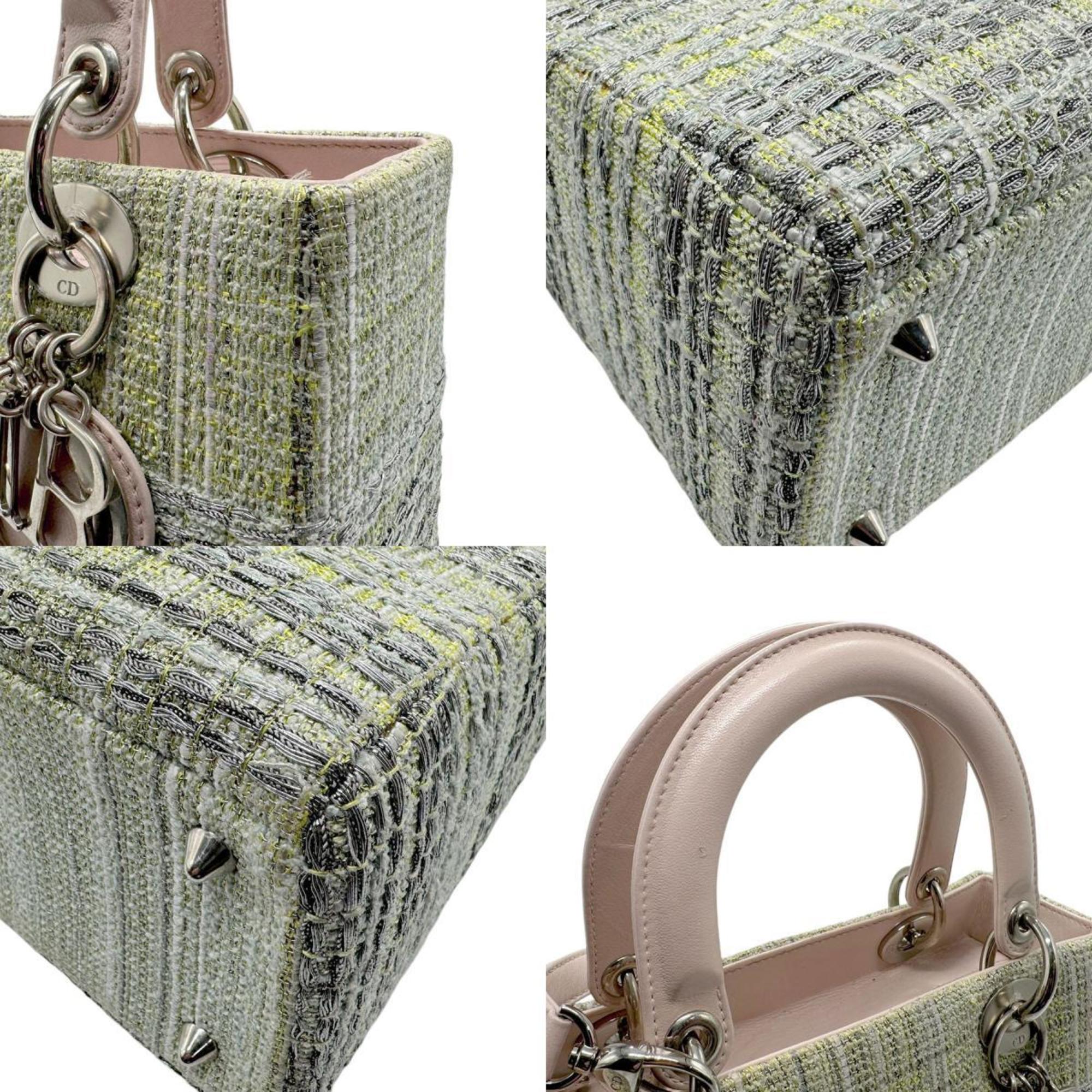 Christian Dior Silver Tweed Leather Handbag Shoulder Bag ()
