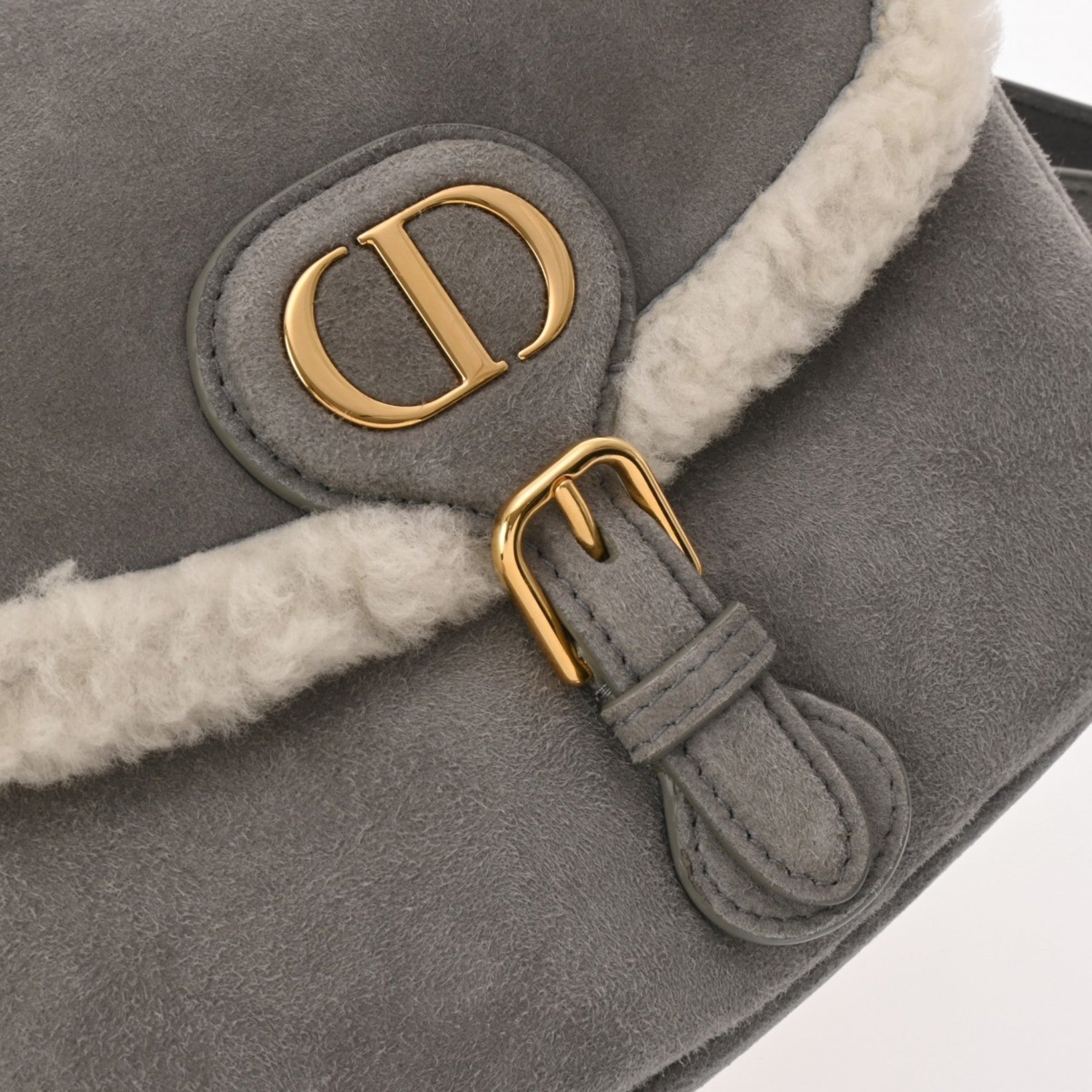 Christian Dior Gray Suede Leather Shoulder Bag ()