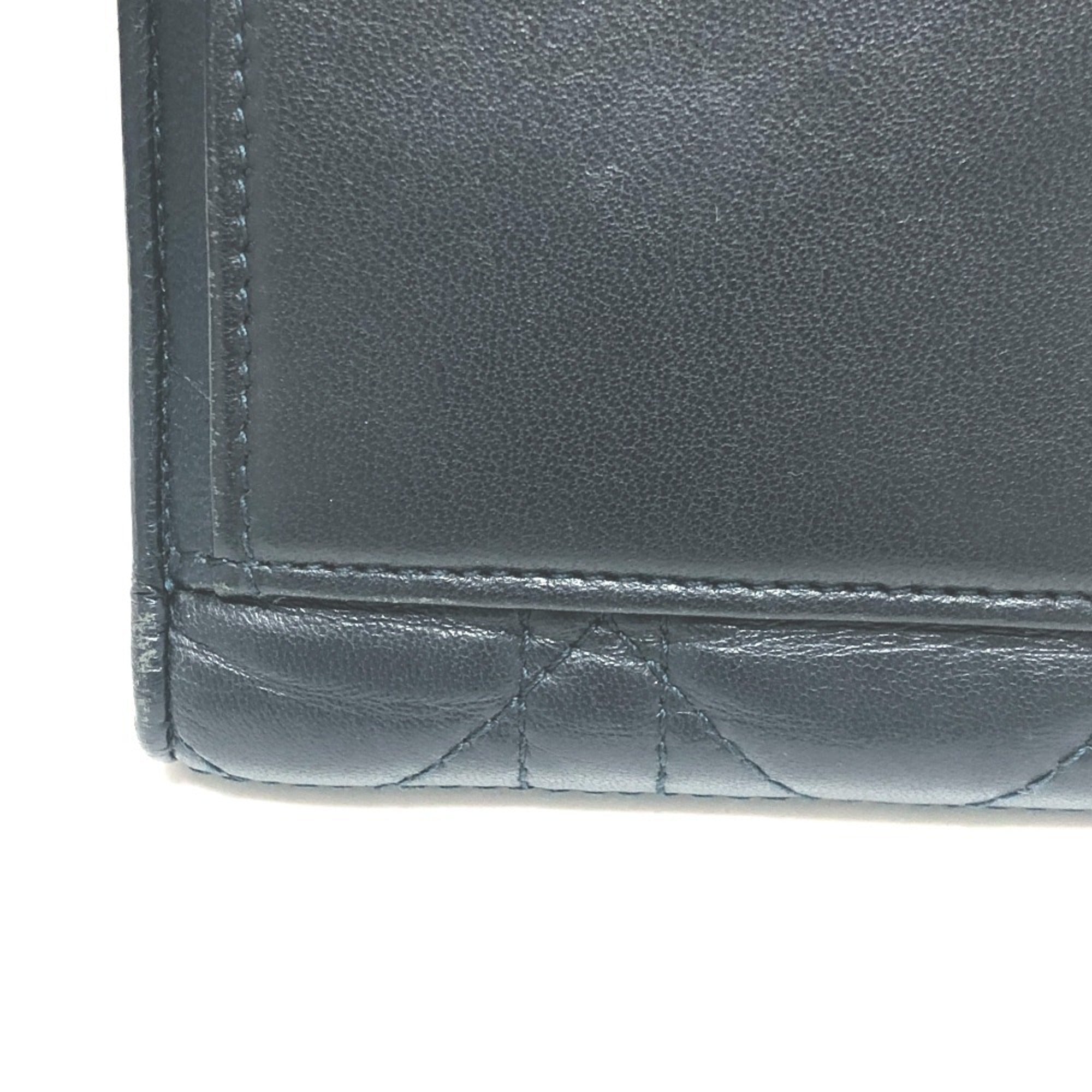 Christian Dior Cannage/Lady Dior Navy Leather Coin Purse/Coin Case ()