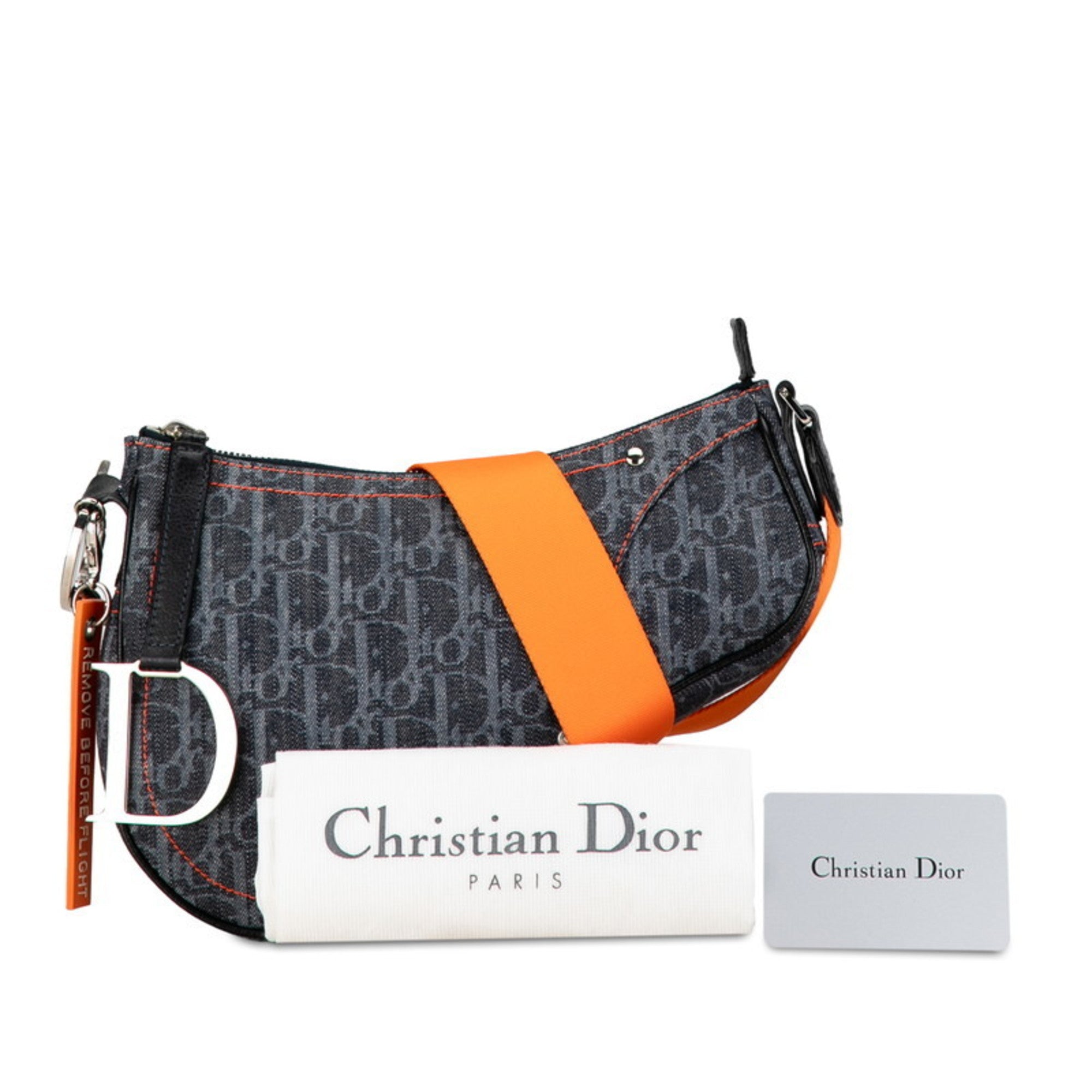 Christian Dior Trotter Orange Canvas Pochette Shoulder Bag ()
