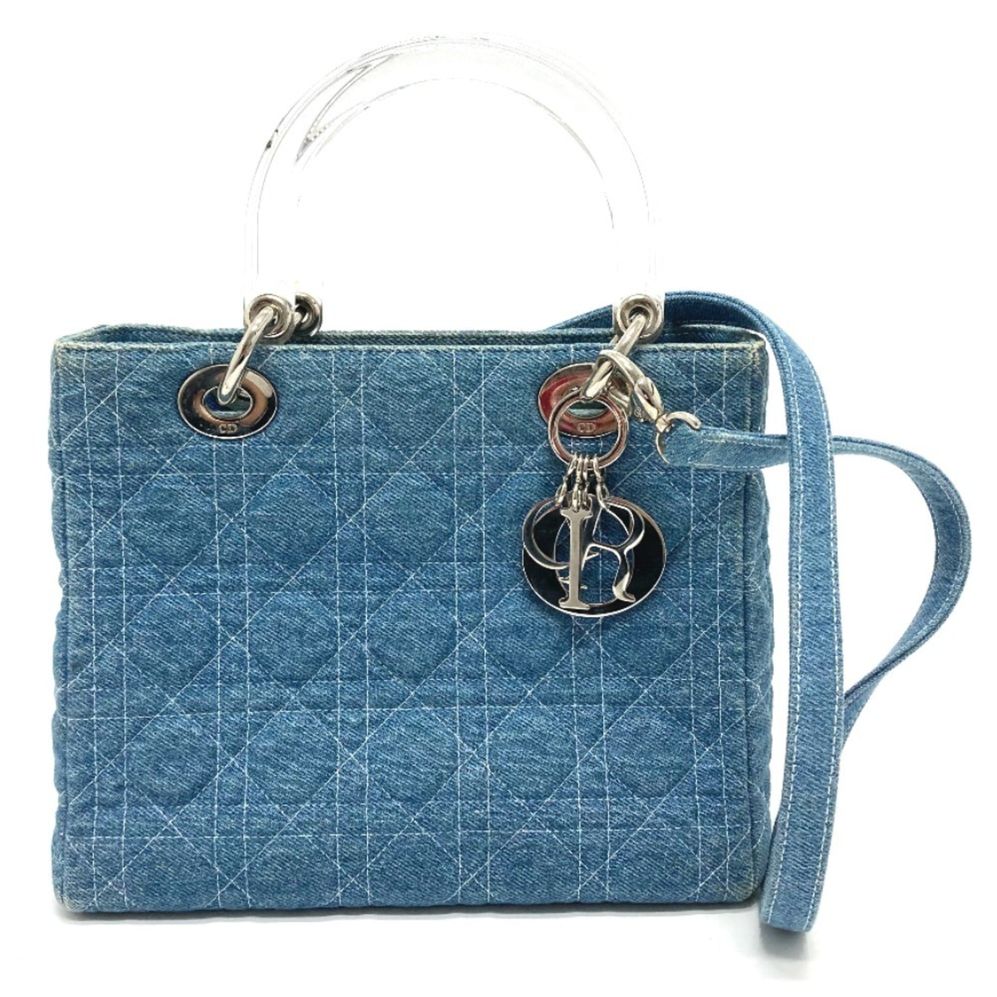 Christian Dior Lady Dior Blue Denim Handbag Shoulder Bag ()