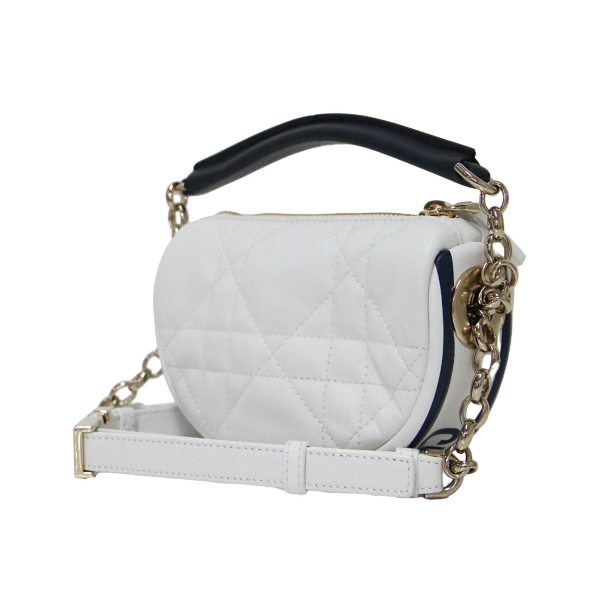 Christian Dior White Leather Handbag Shoulder Bag ()