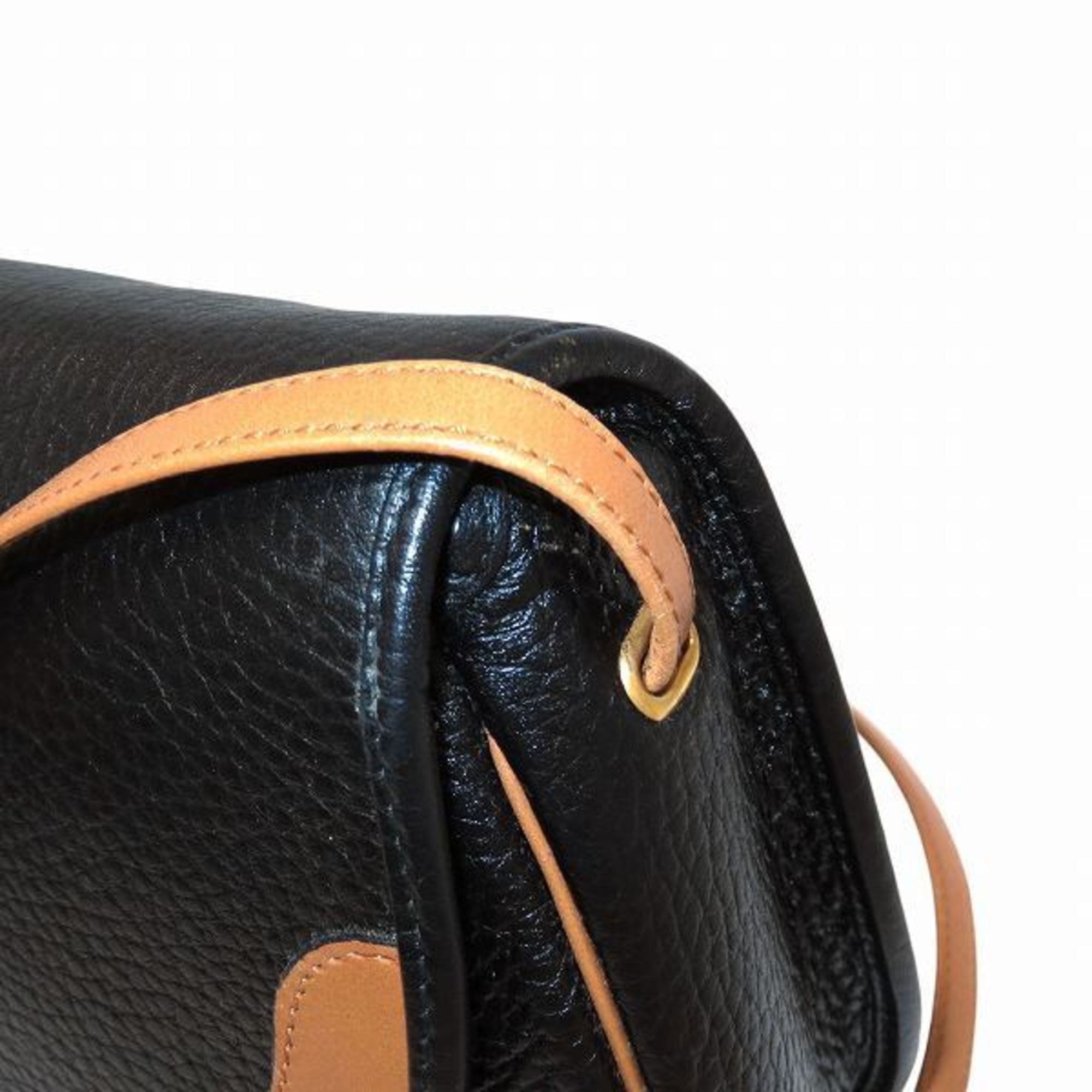 Christian Dior Black Brown Leather Shoulder Bag ()