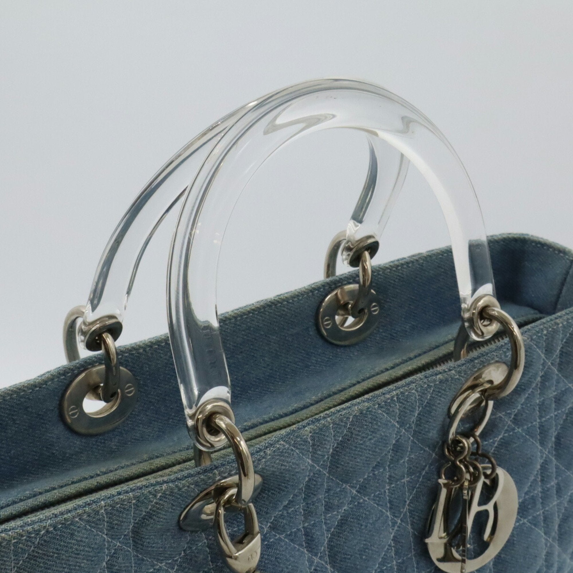Christian Dior Clear Light Blue Denim Plastic Handbag Shoulder Bag ()