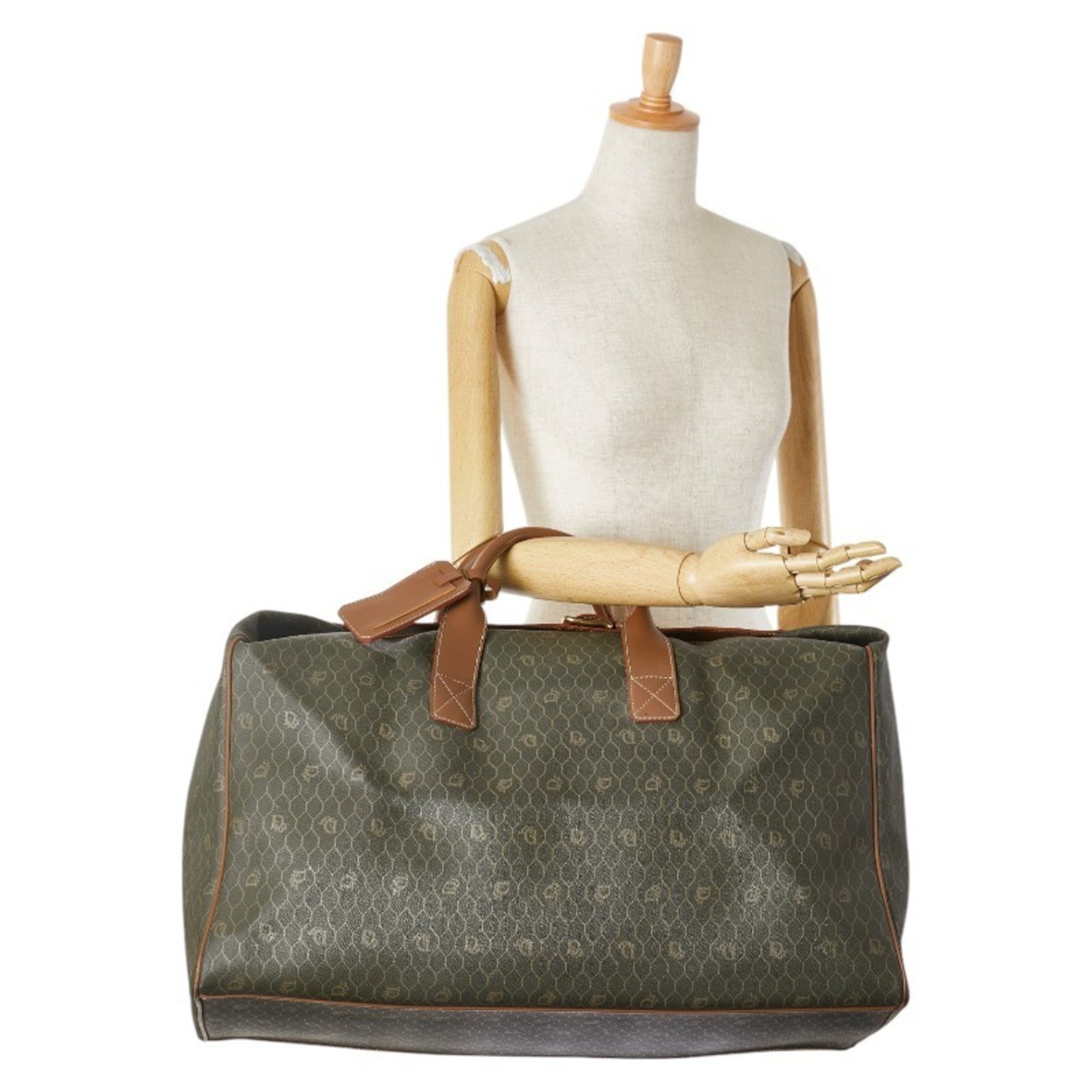 Christian Dior Black Brown Pvc Leather Boston Bag Handbag ()