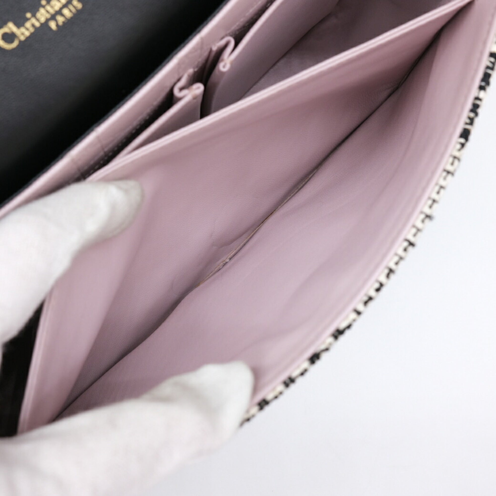 Christian Dior Black White Tweed Shoulder Bag ()