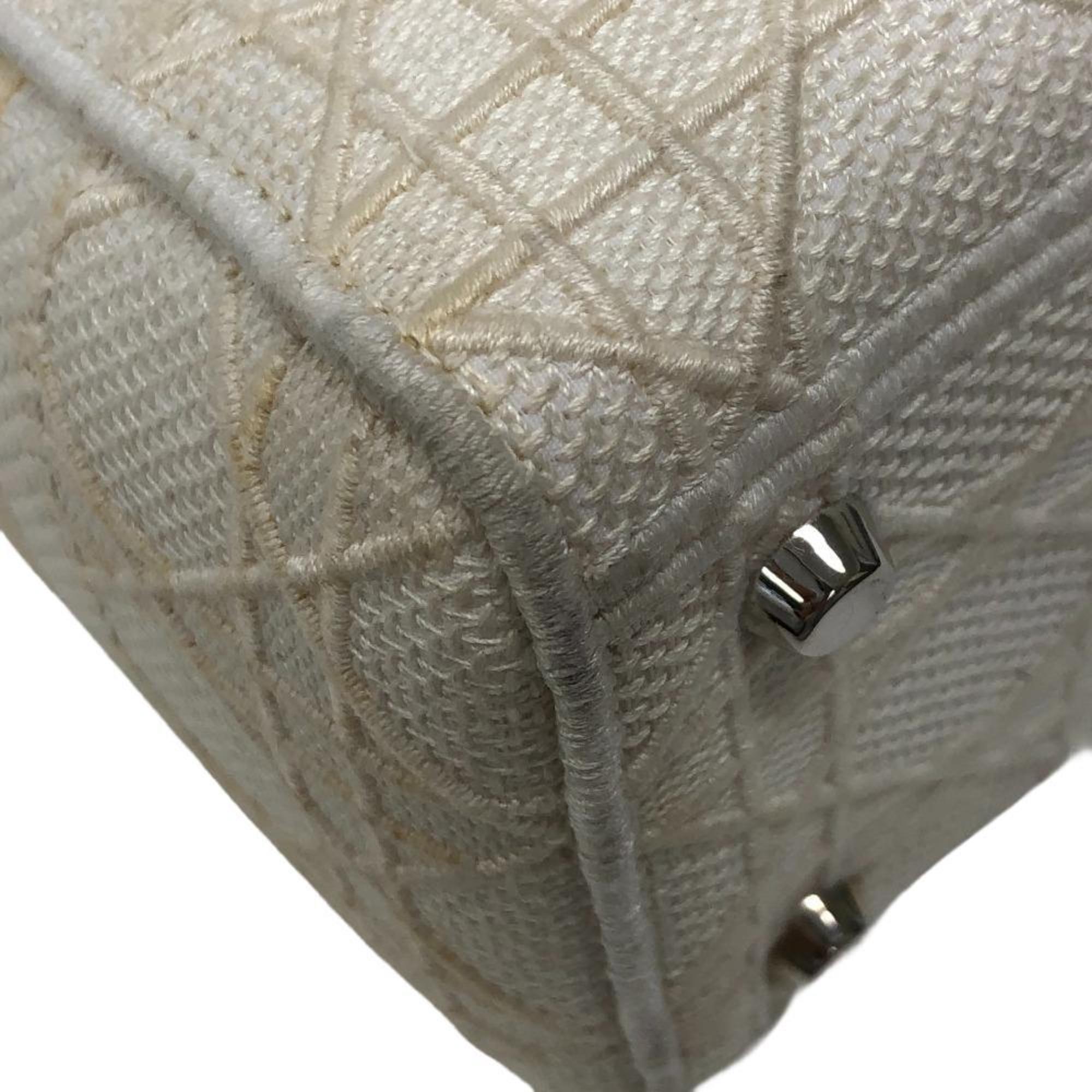 Christian Dior Lady Dior White Canvas Handbag ()