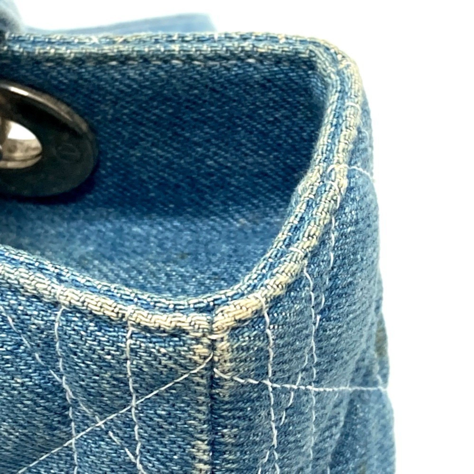Christian Dior Lady Dior Blue Denim Handbag Shoulder Bag ()