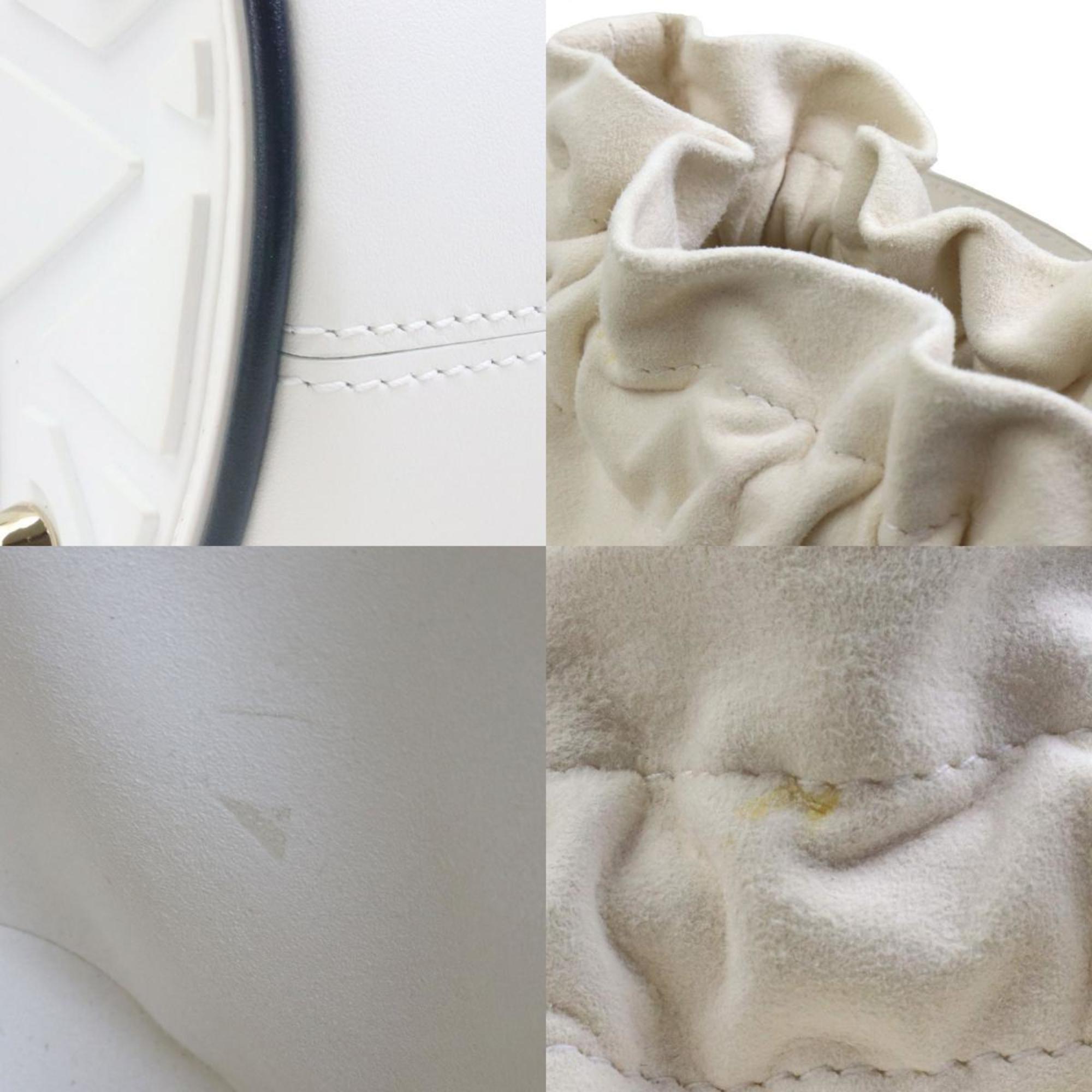 Christian Dior Navy White Leather Handbag Shoulder Bag ()