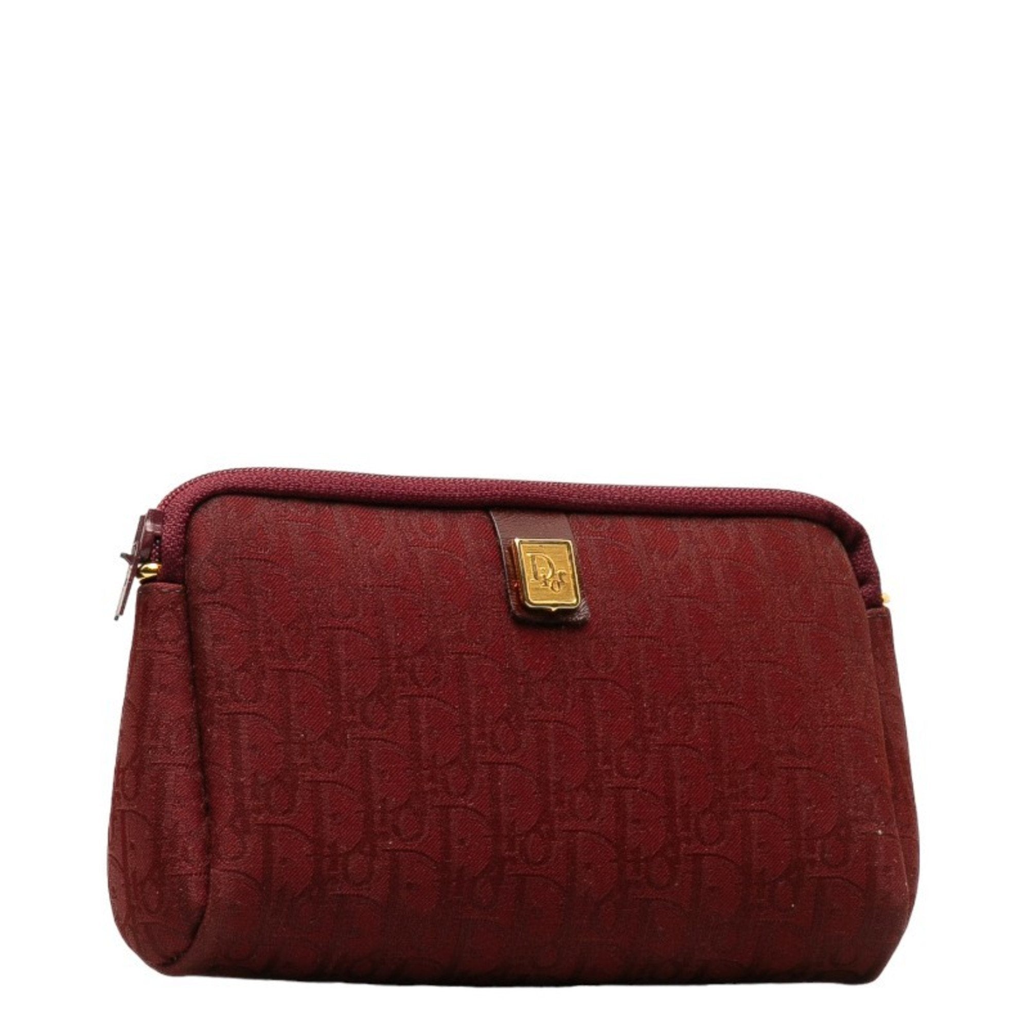Christian Dior Red Color Canvas Leather Pouch ()