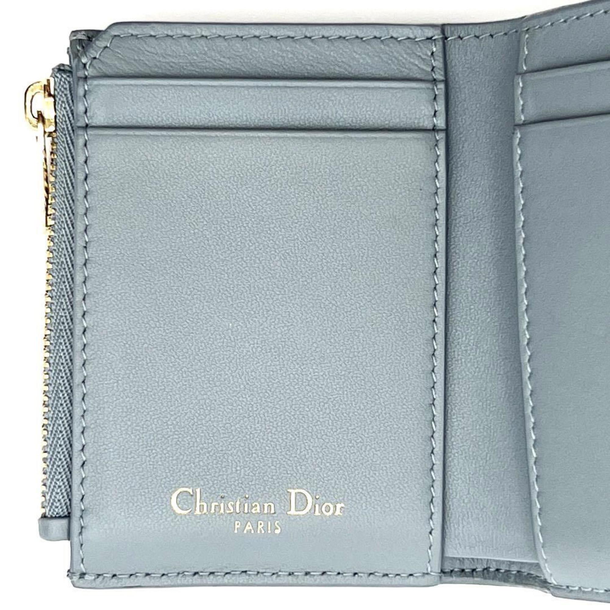Christian Dior Blue Leather Wallet (Tri-Fold) ()