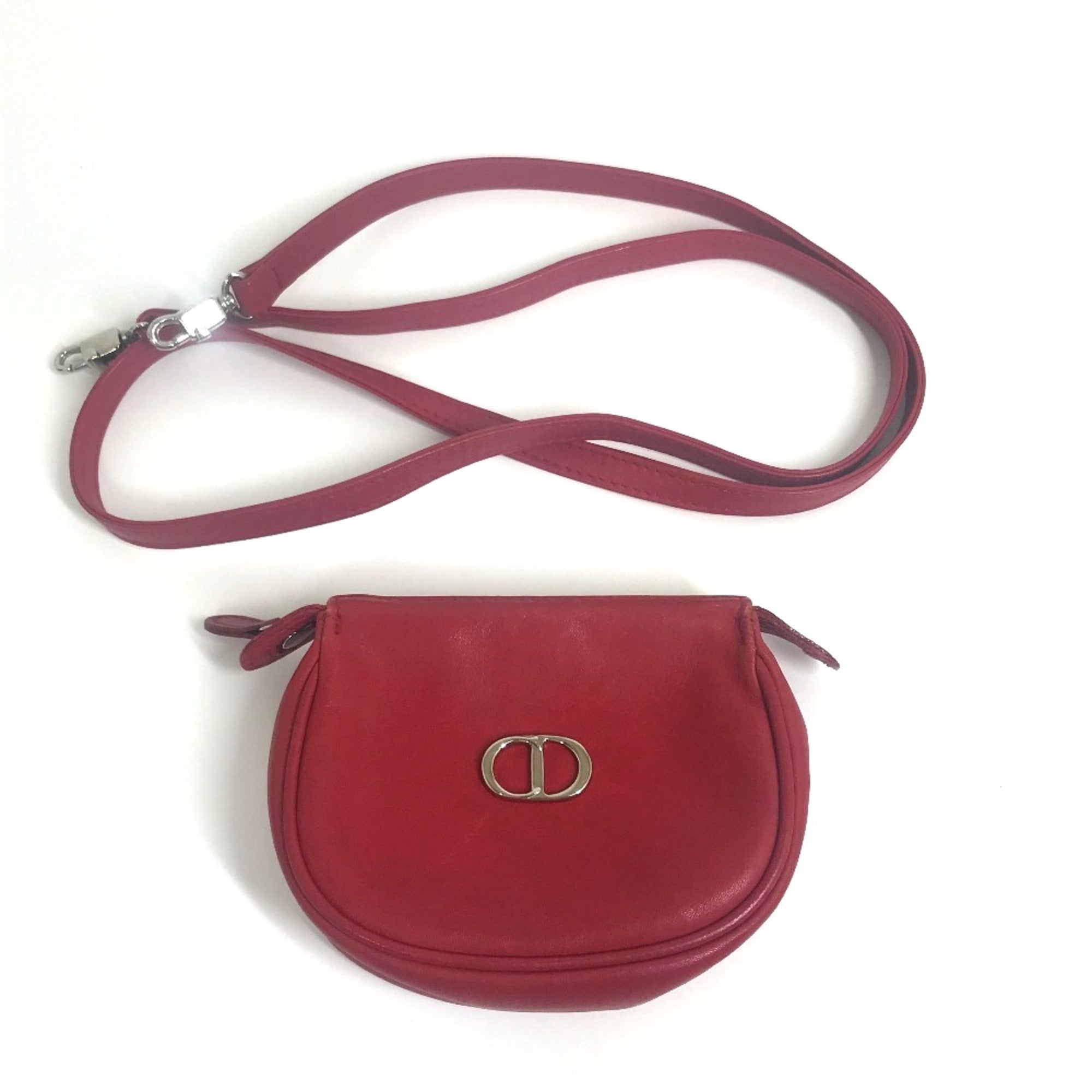 Christian Dior Red Leather Shoulder Bag ()