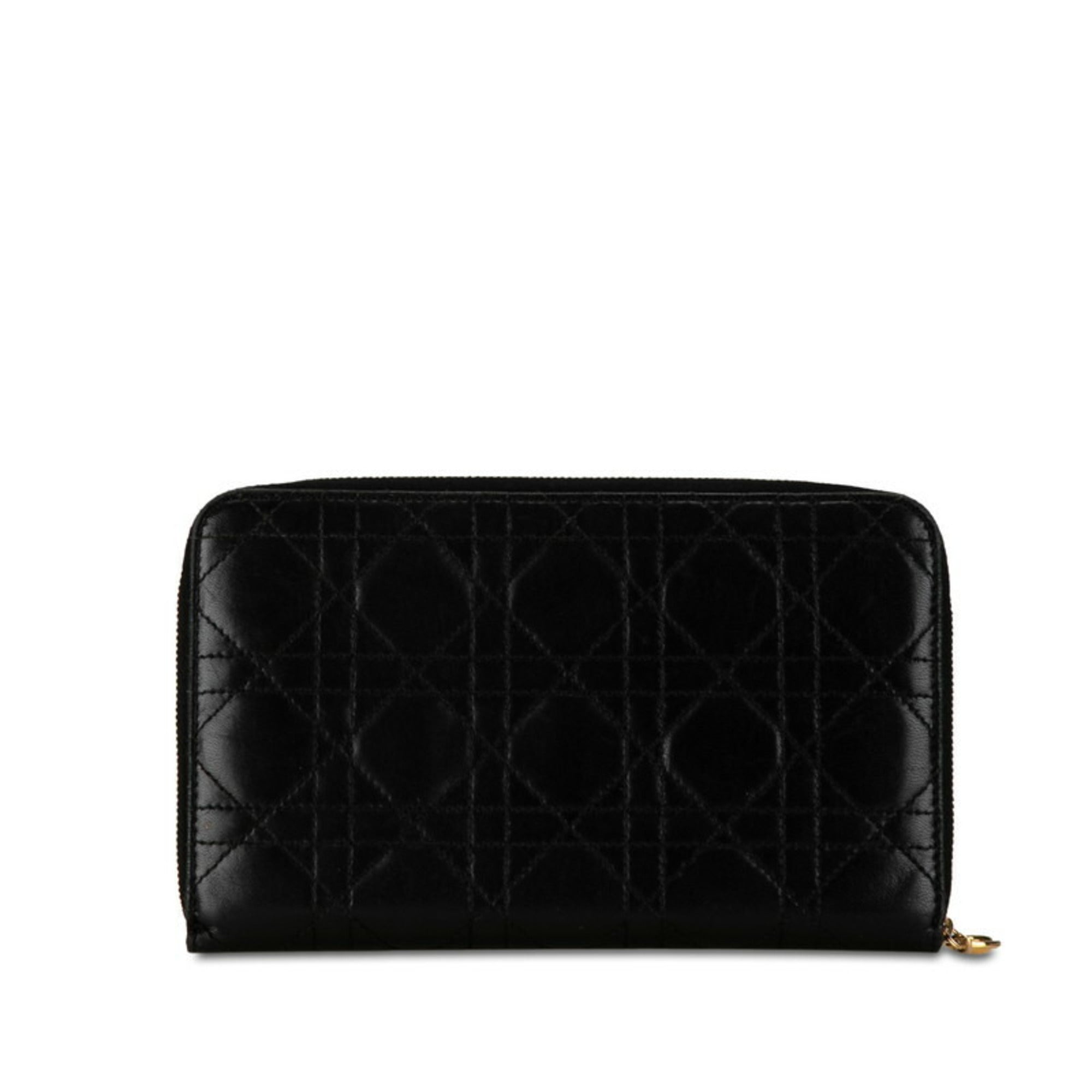 Christian Dior Black Leather Long Wallet (Bi-Fold) ()