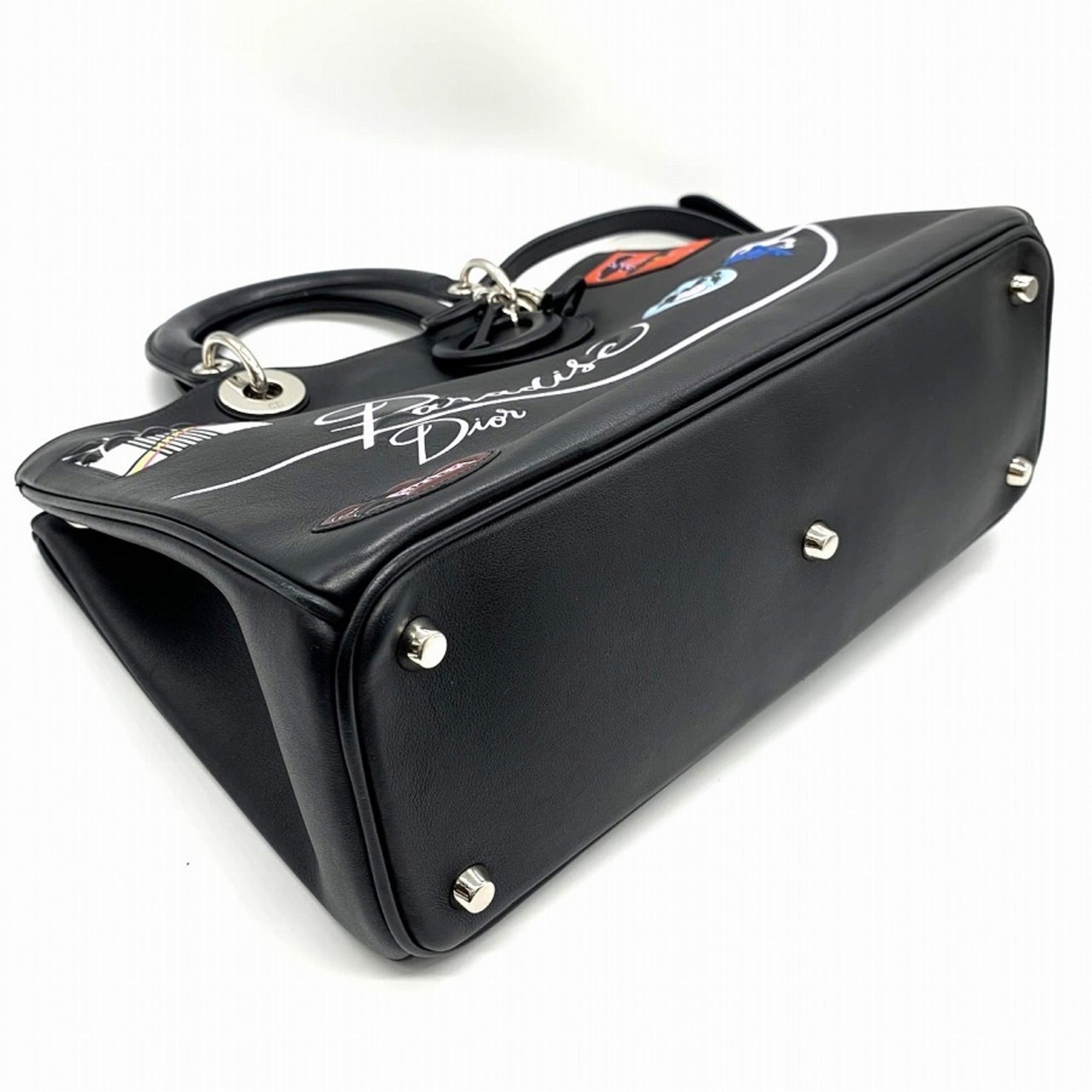 Christian Dior Black Leather Handbag Shoulder Bag ()