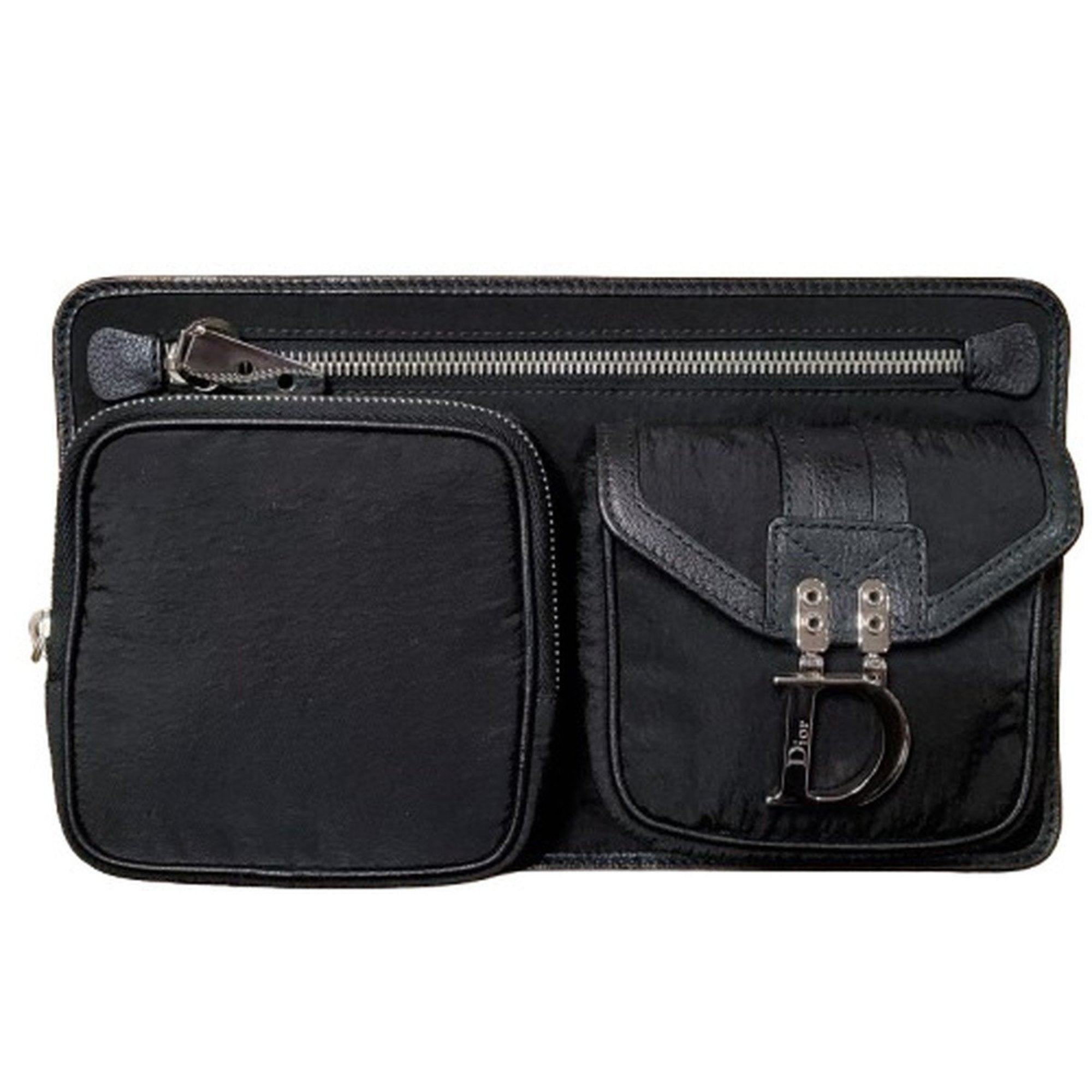 Christian Dior Black Nylon Leather Fanny Pack Sling Bag ()