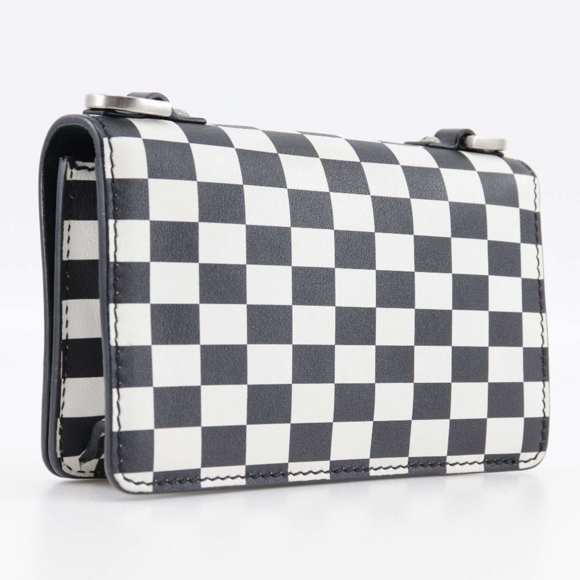 Christian Dior Black White Leather Shoulder Bag ()