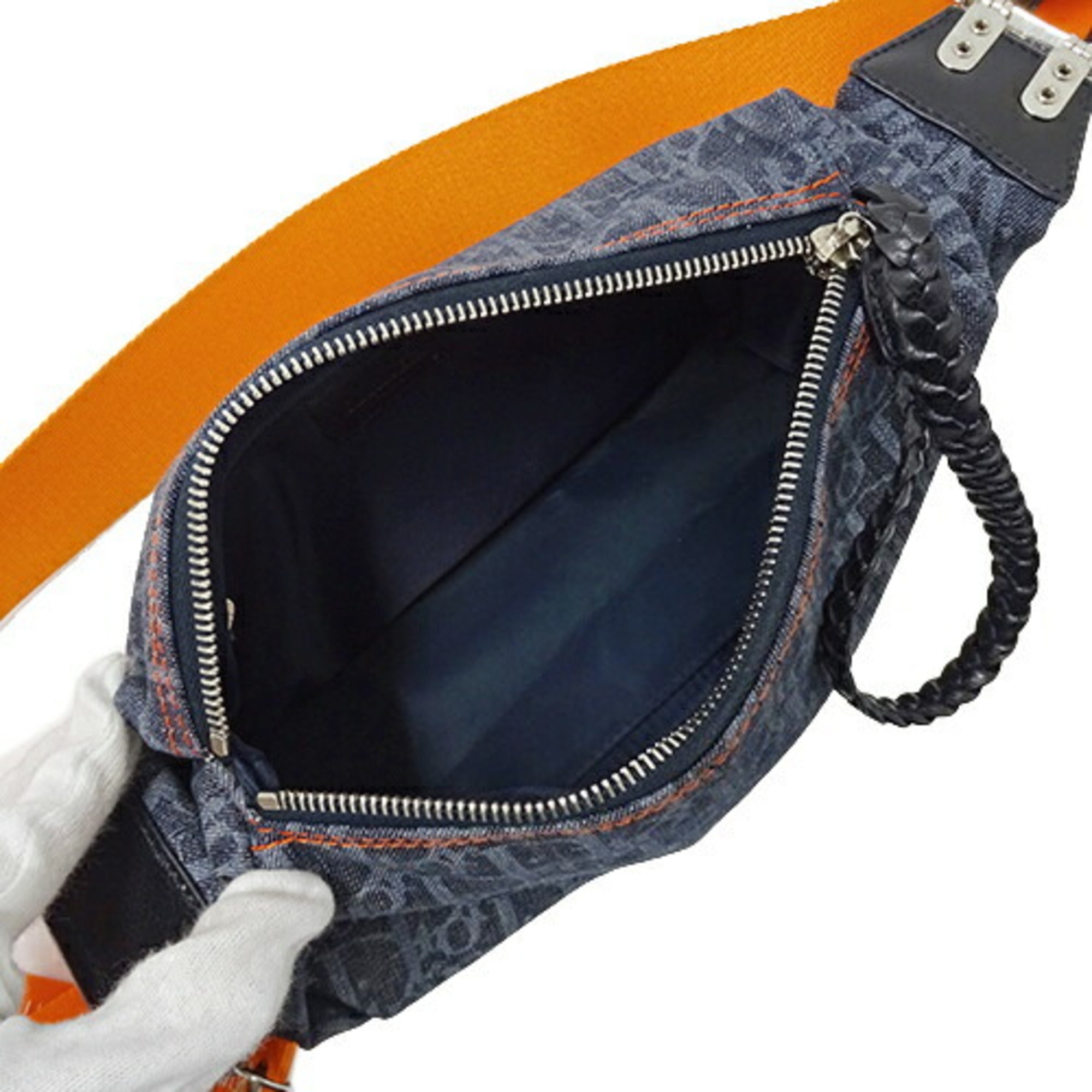 Christian Dior Navy Orange Denim Shoulder Bag ()