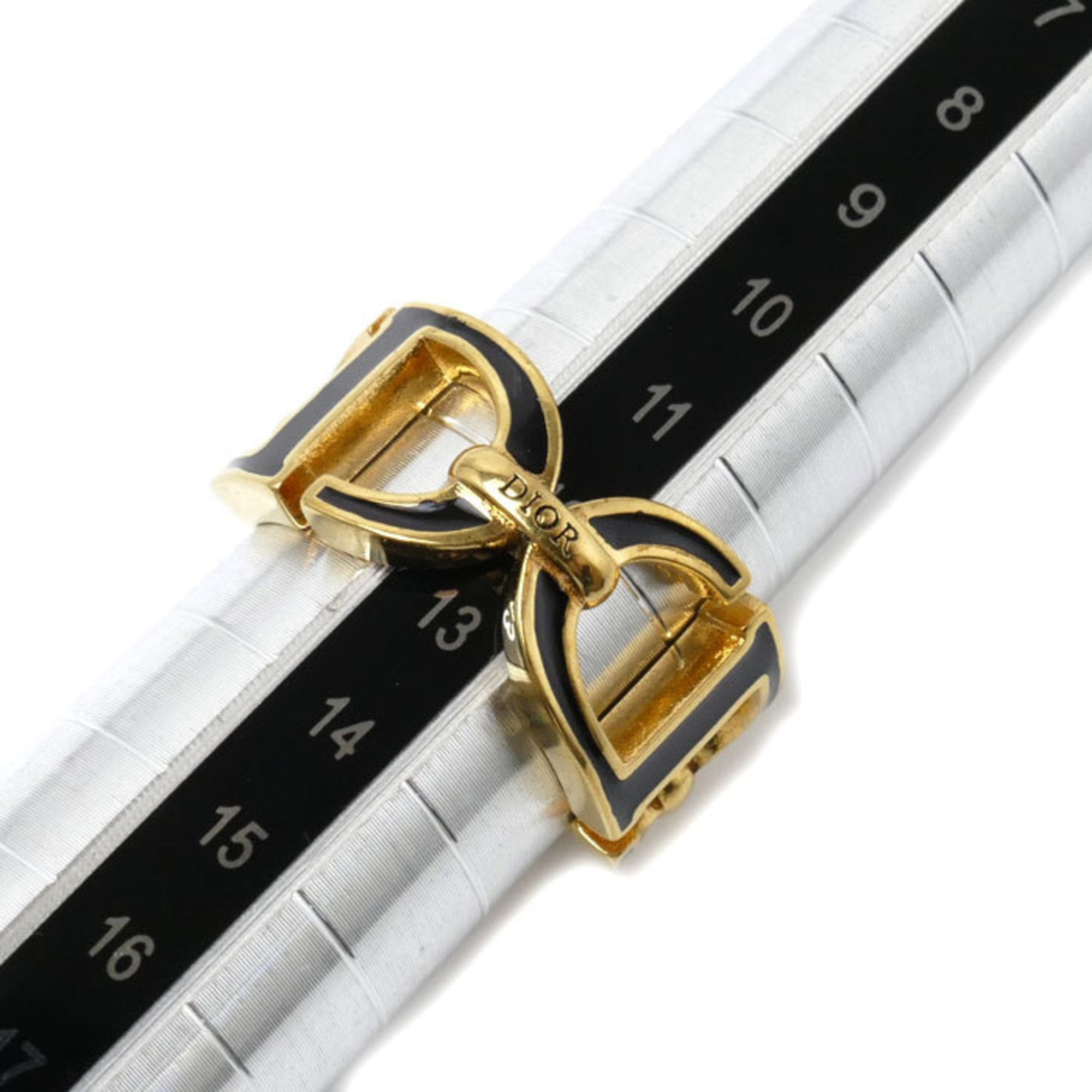 Christian Dior Black Gold Lacquer Metal Band Ring ()