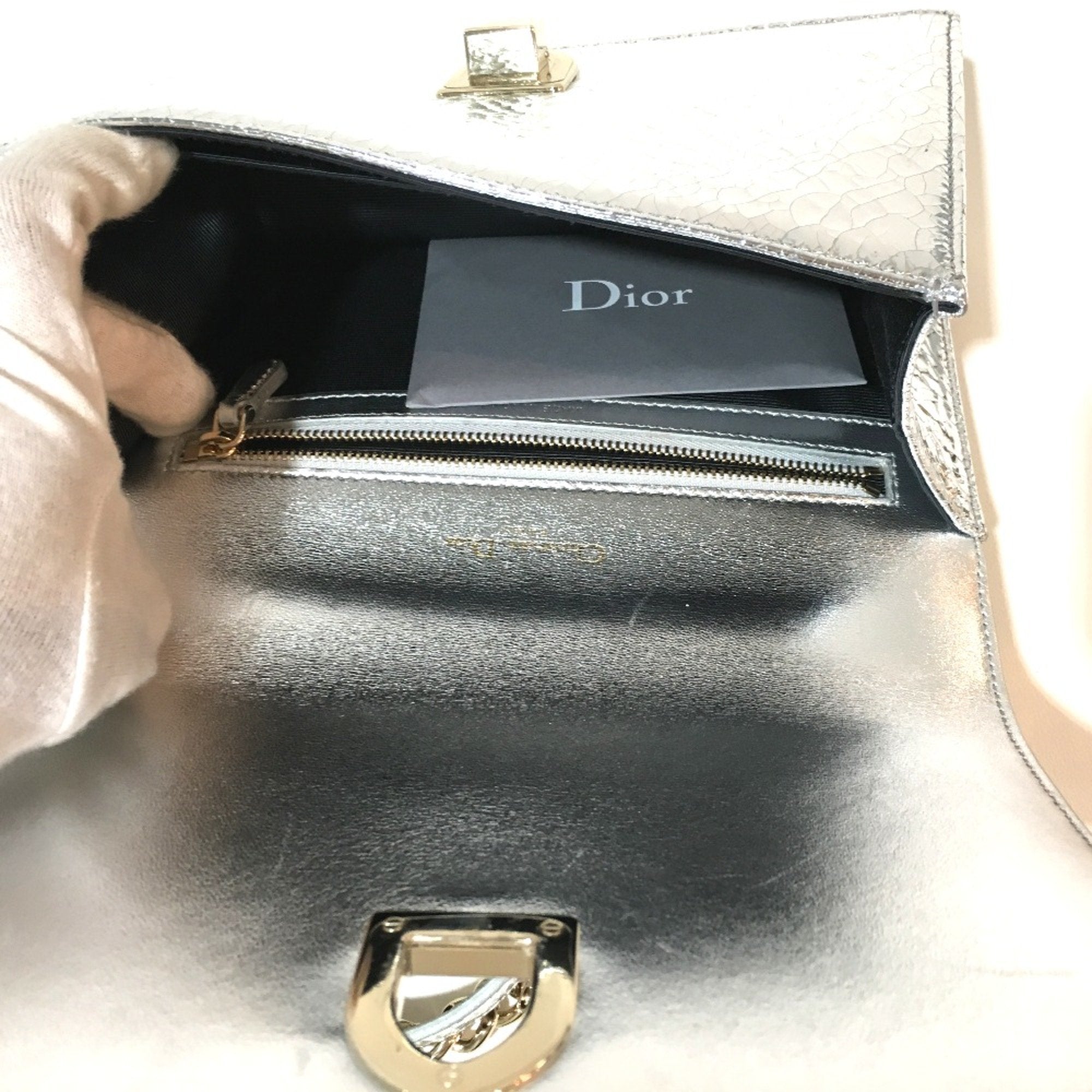 Christian Dior Silver Leather Shoulder Bag ()
