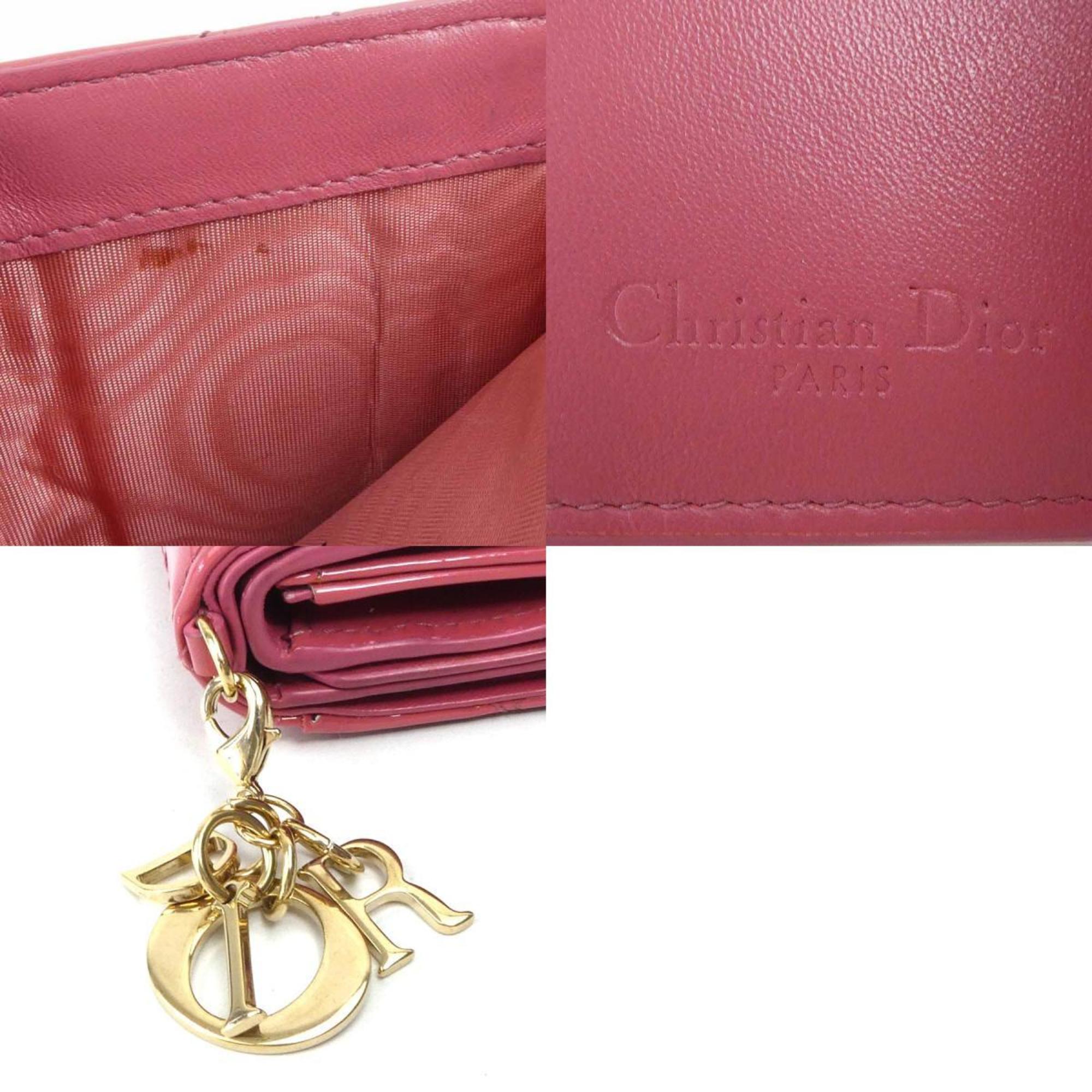 Christian Dior Pink Patent Leather Wallet (Tri-Fold) ()
