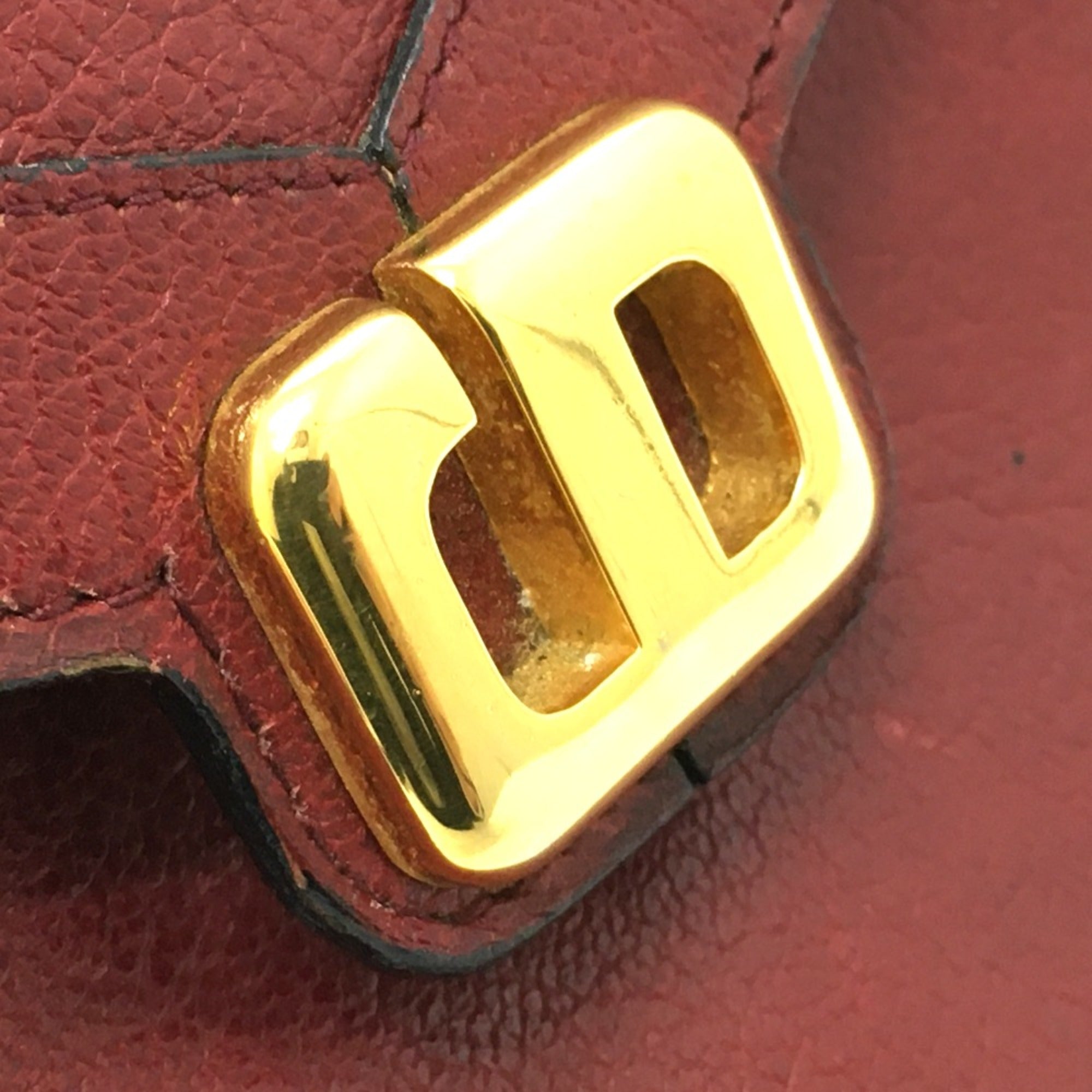 Christian Dior Red Leather Shoulder Bag ()