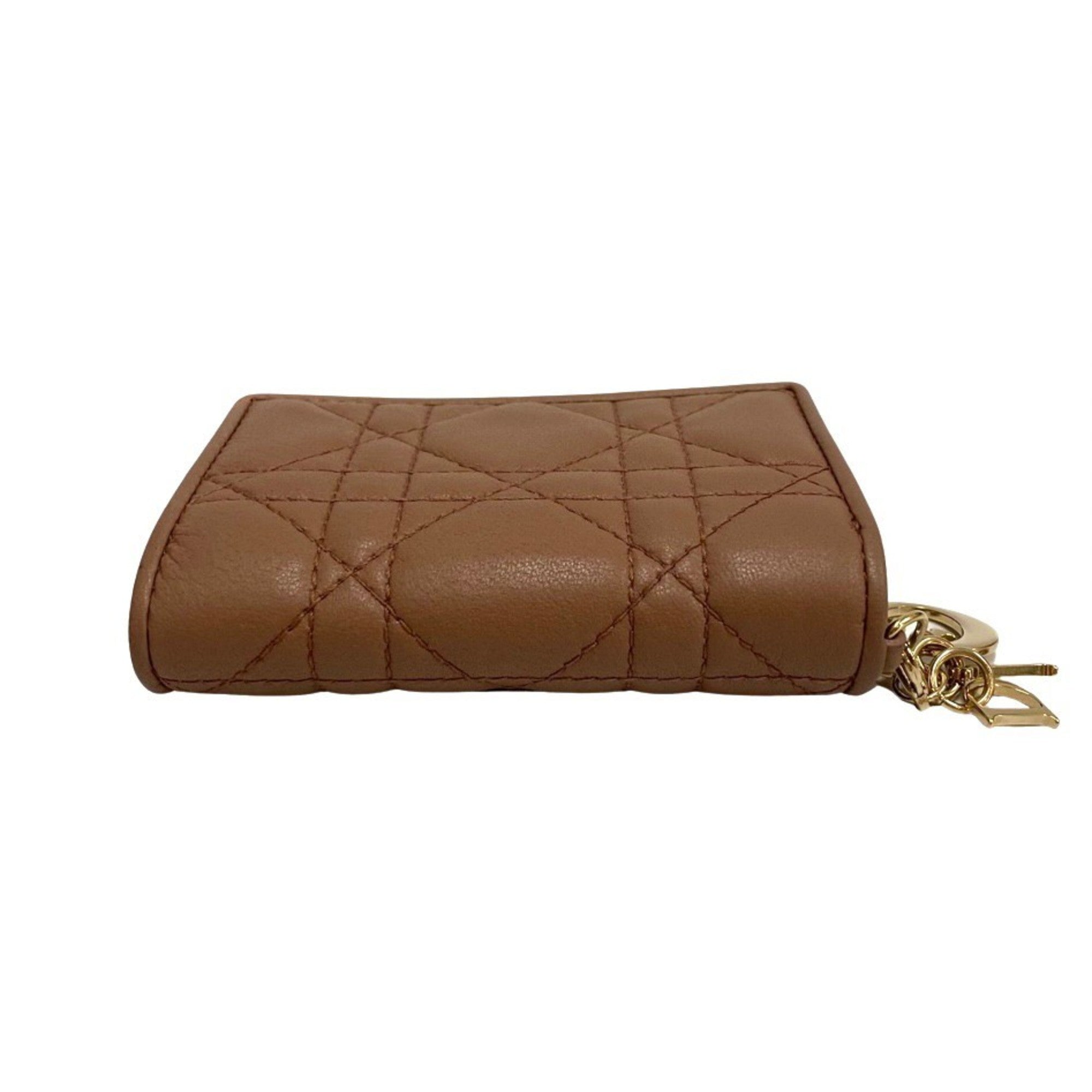 Christian Dior Beige Pink Leather Wallet (Tri-Fold) ()