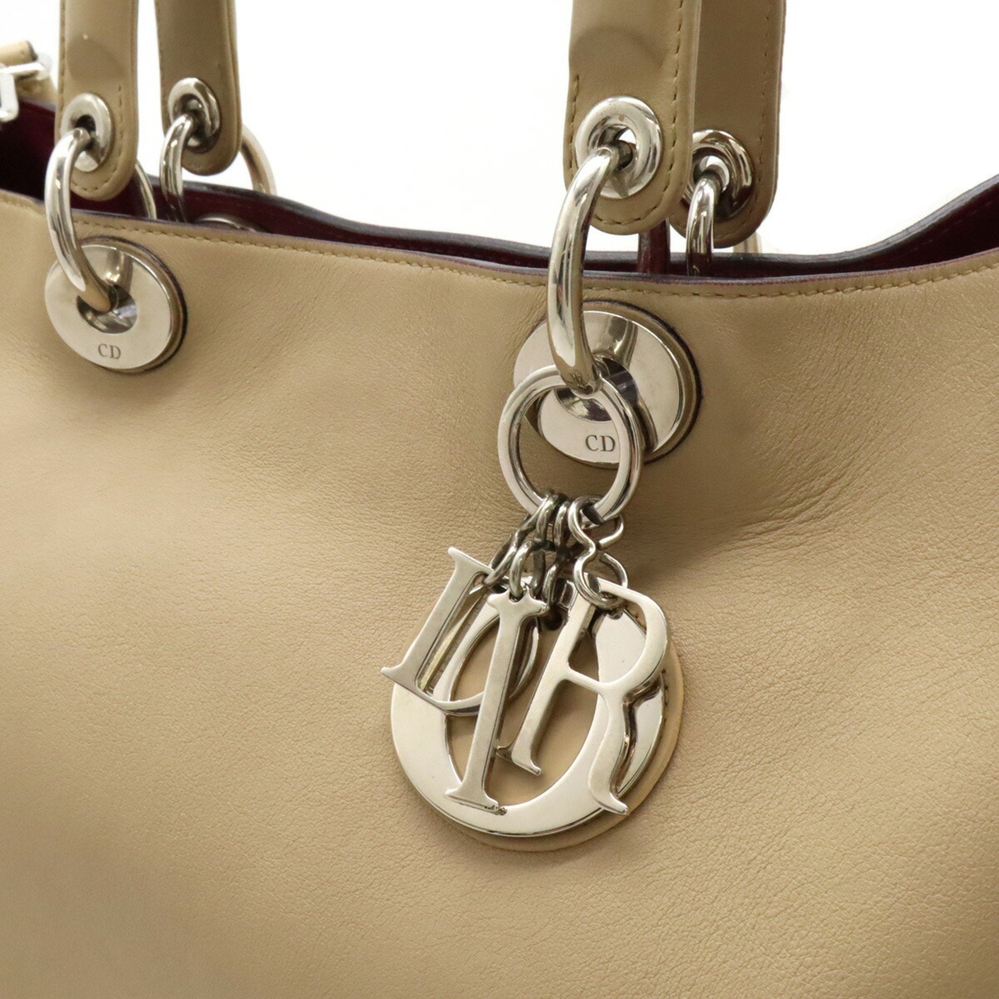 Christian Dior Diorissimo Beige Purple Handbag Pouch Shoulder Bag Tote Bag ()