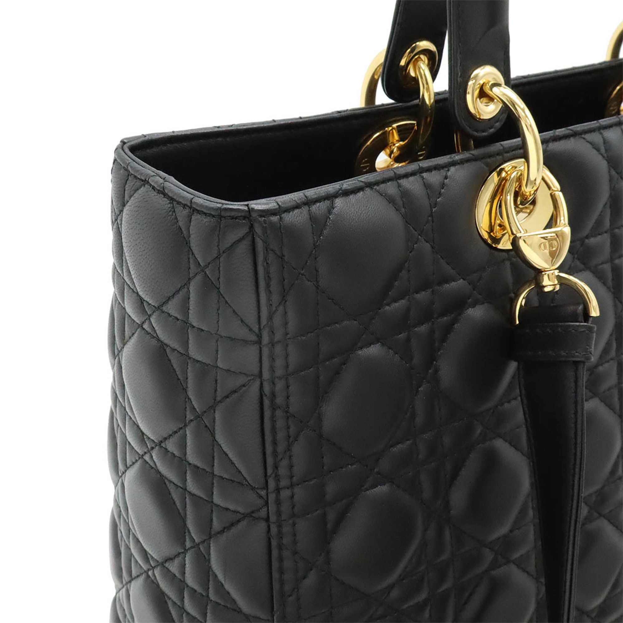 Christian Dior Black Leather Shoulder Bag Tote Bag ()