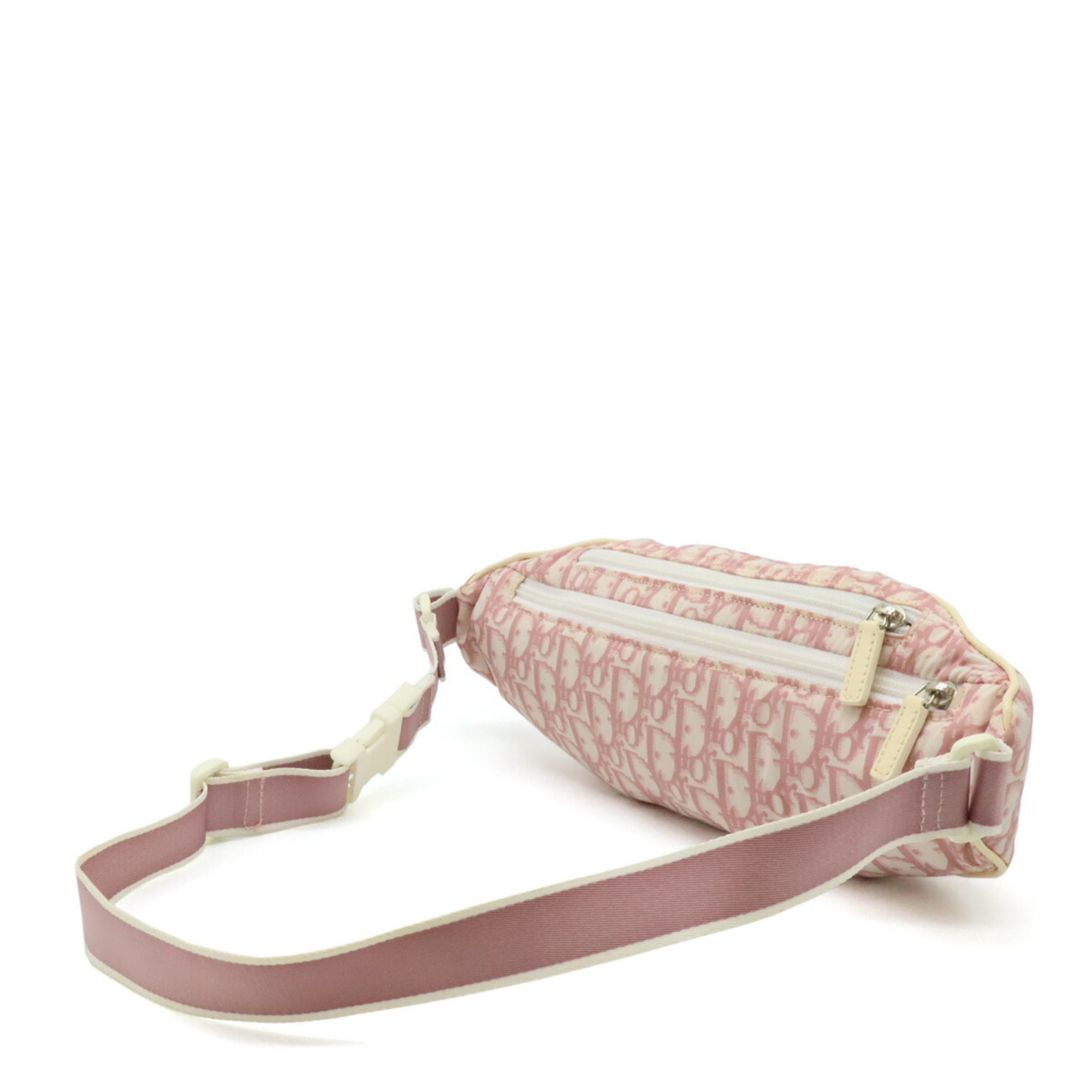 Christian Dior Pink White Nylon Patent Leather Fanny Pack Pouch ()