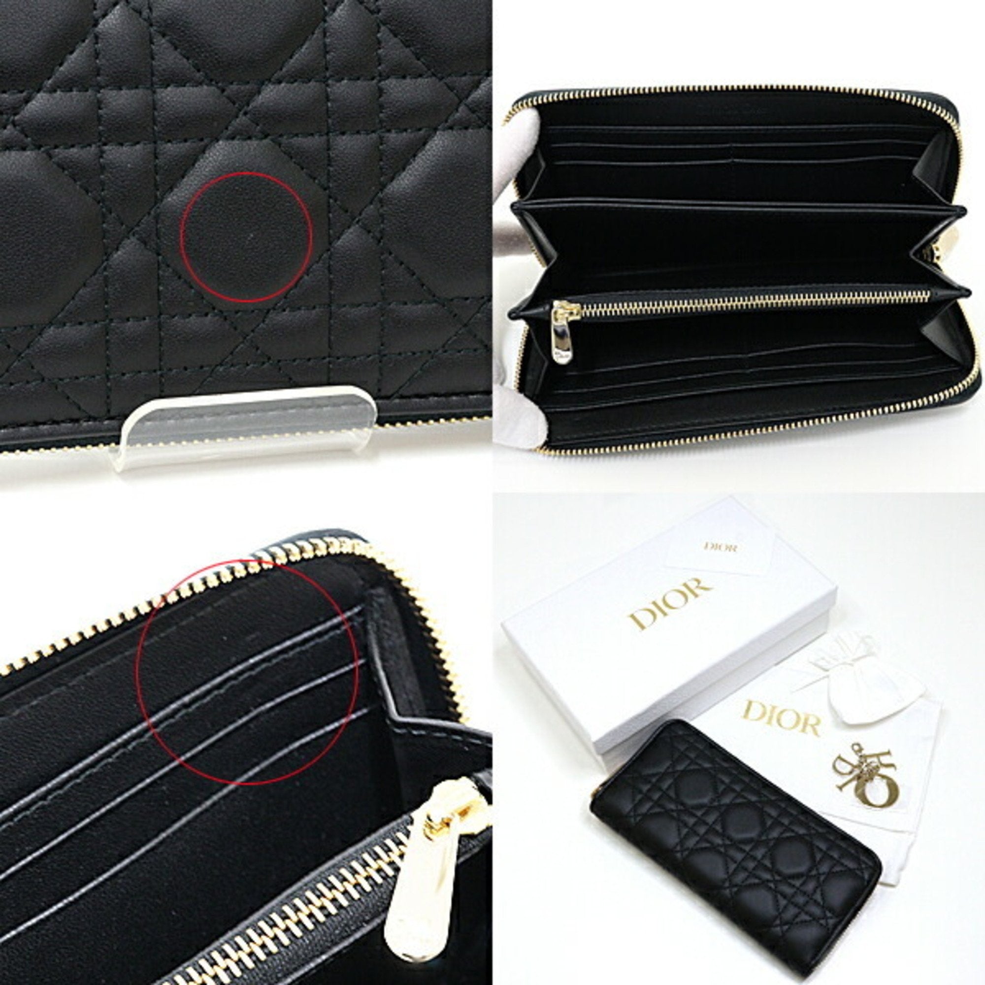 Christian Dior Black Leather Long Wallet (Bi-Fold) ()