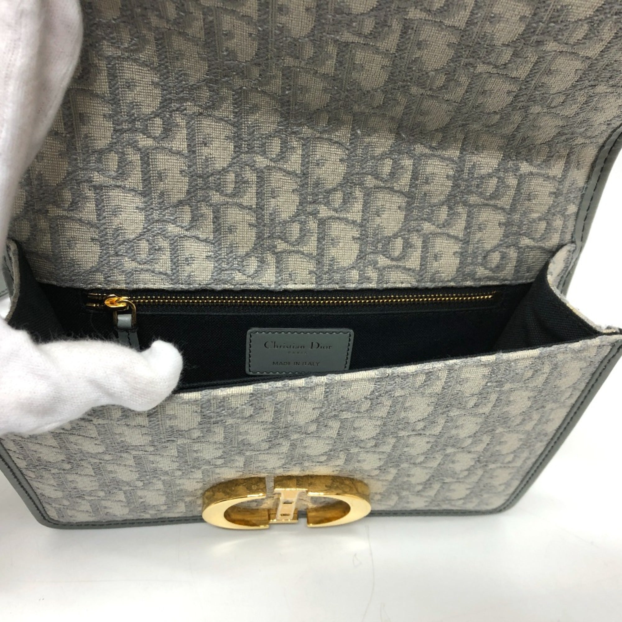 Christian Dior Gray Leather Shoulder Bag ()