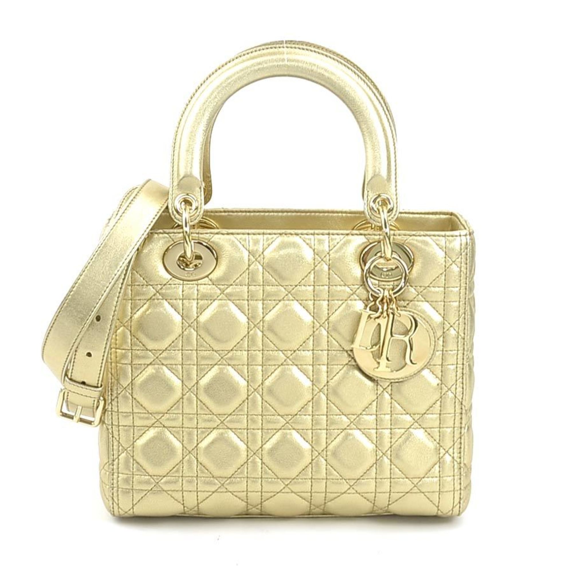 Christian Dior Gold Leather Handbag Shoulder Bag ()