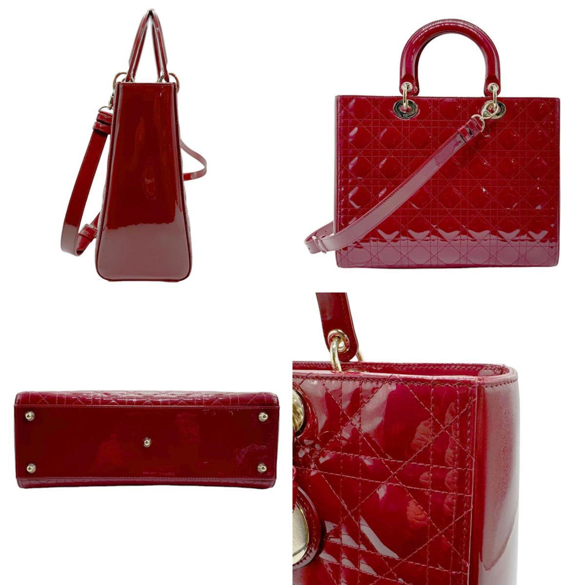 Christian Dior Red Color Patent Leather Handbag Shoulder Bag ()