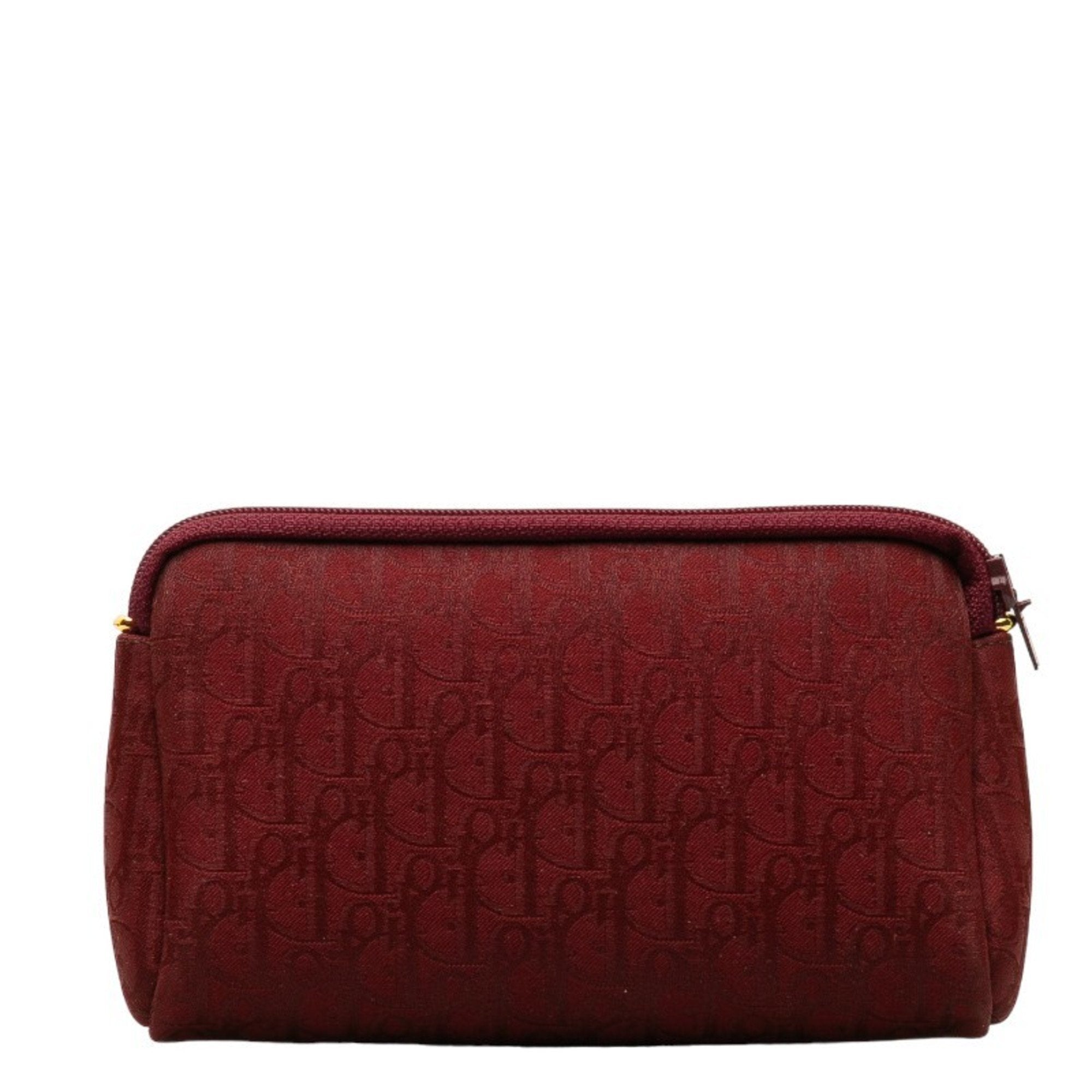 Christian Dior Red Color Canvas Leather Pouch ()