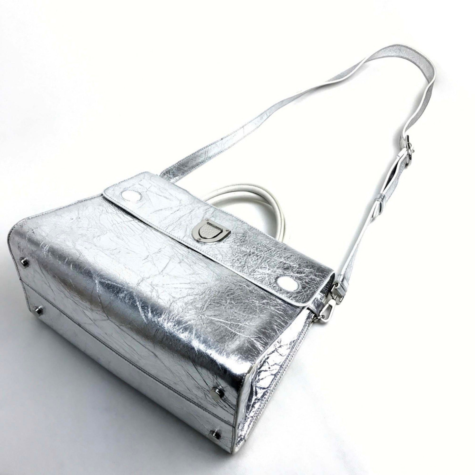 Christian Dior Silver Leather Handbag ()