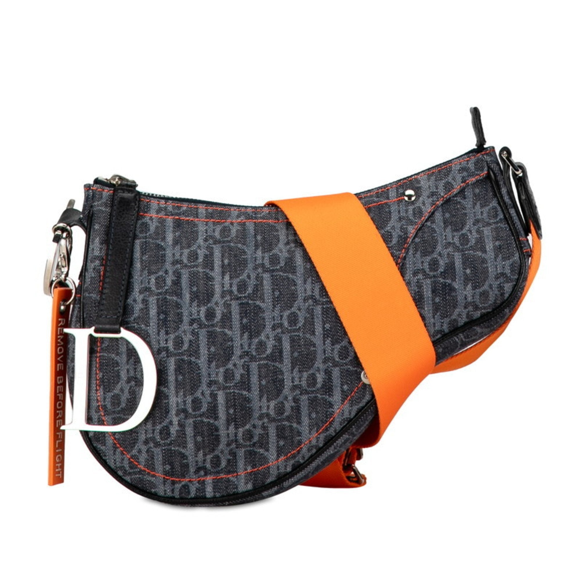 Christian Dior Trotter Orange Canvas Pochette Shoulder Bag ()