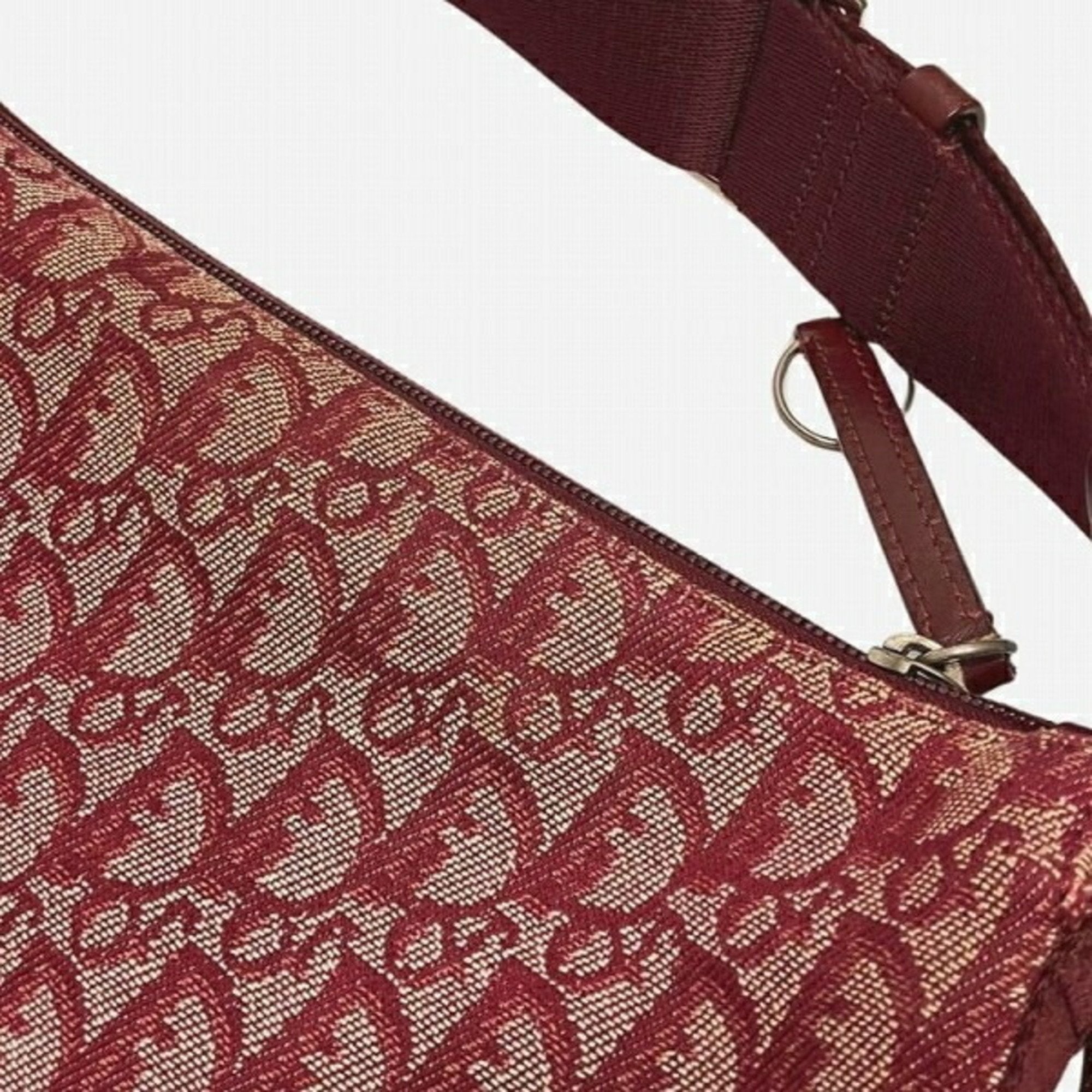Christian Dior Trotter Bordeaux Canvas Leather Shoulder Bag ()