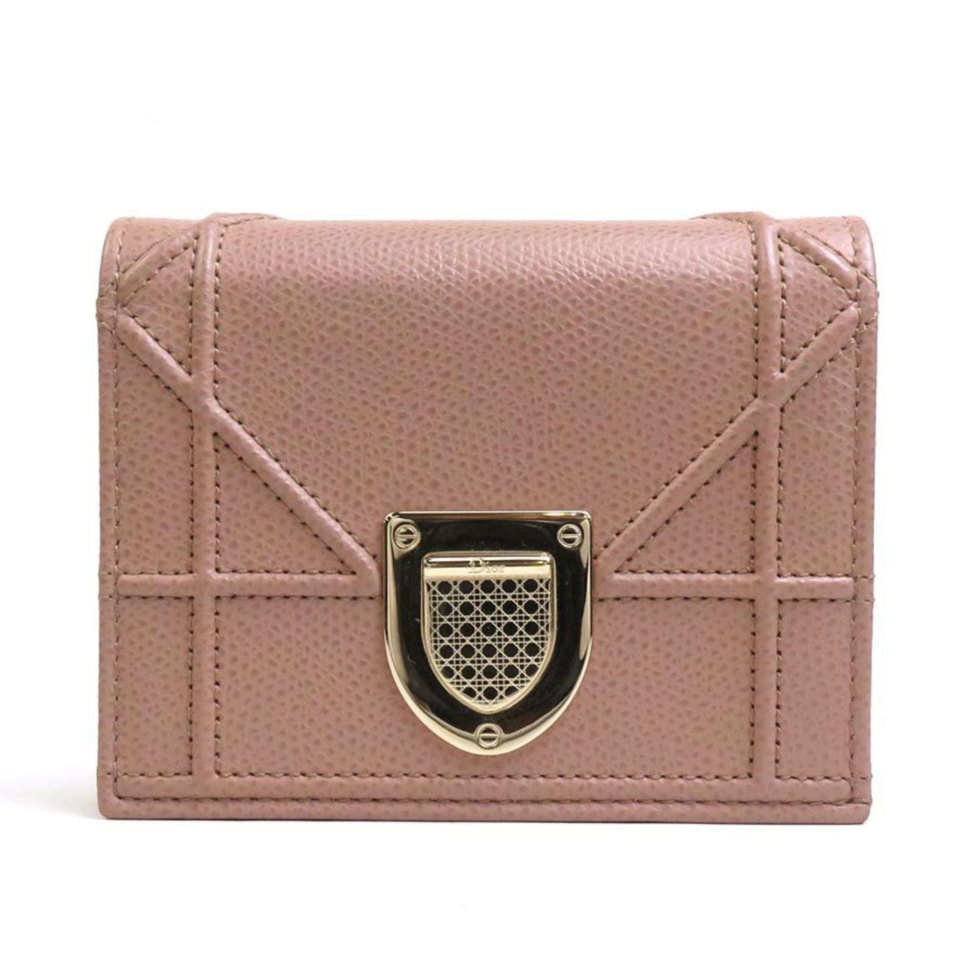 Christian Dior Pink Beige Leather Wallet (Bi-Fold) ()