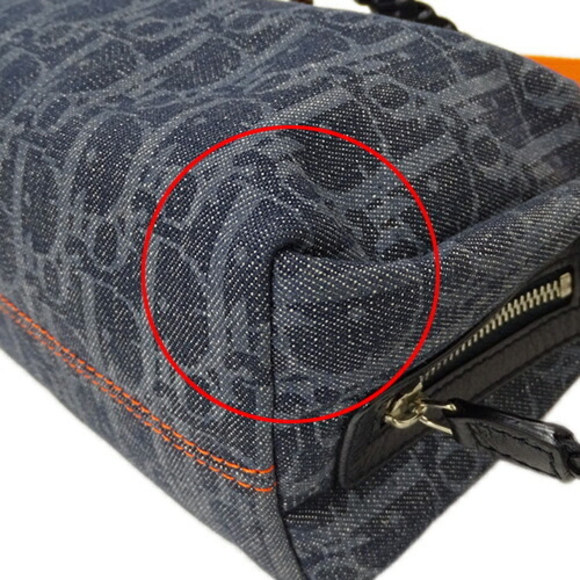 Christian Dior Navy Orange Denim Shoulder Bag ()
