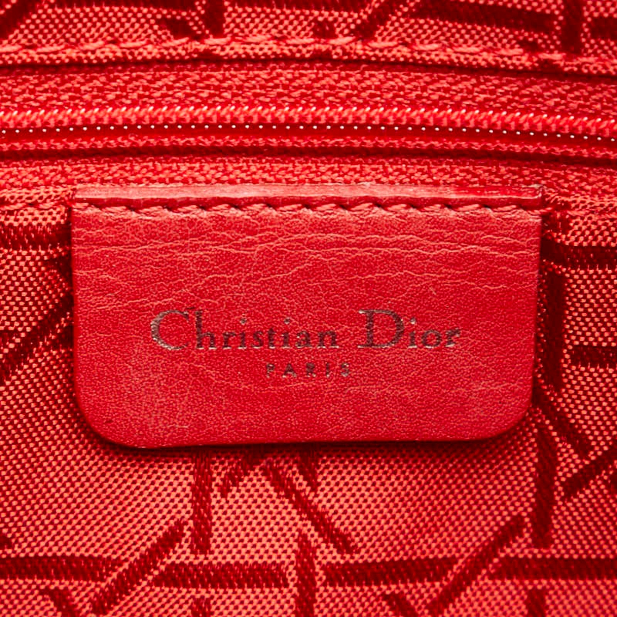 Christian Dior Black Cotton Leather Handbag Pochette Pouch Shoulder Bag ()