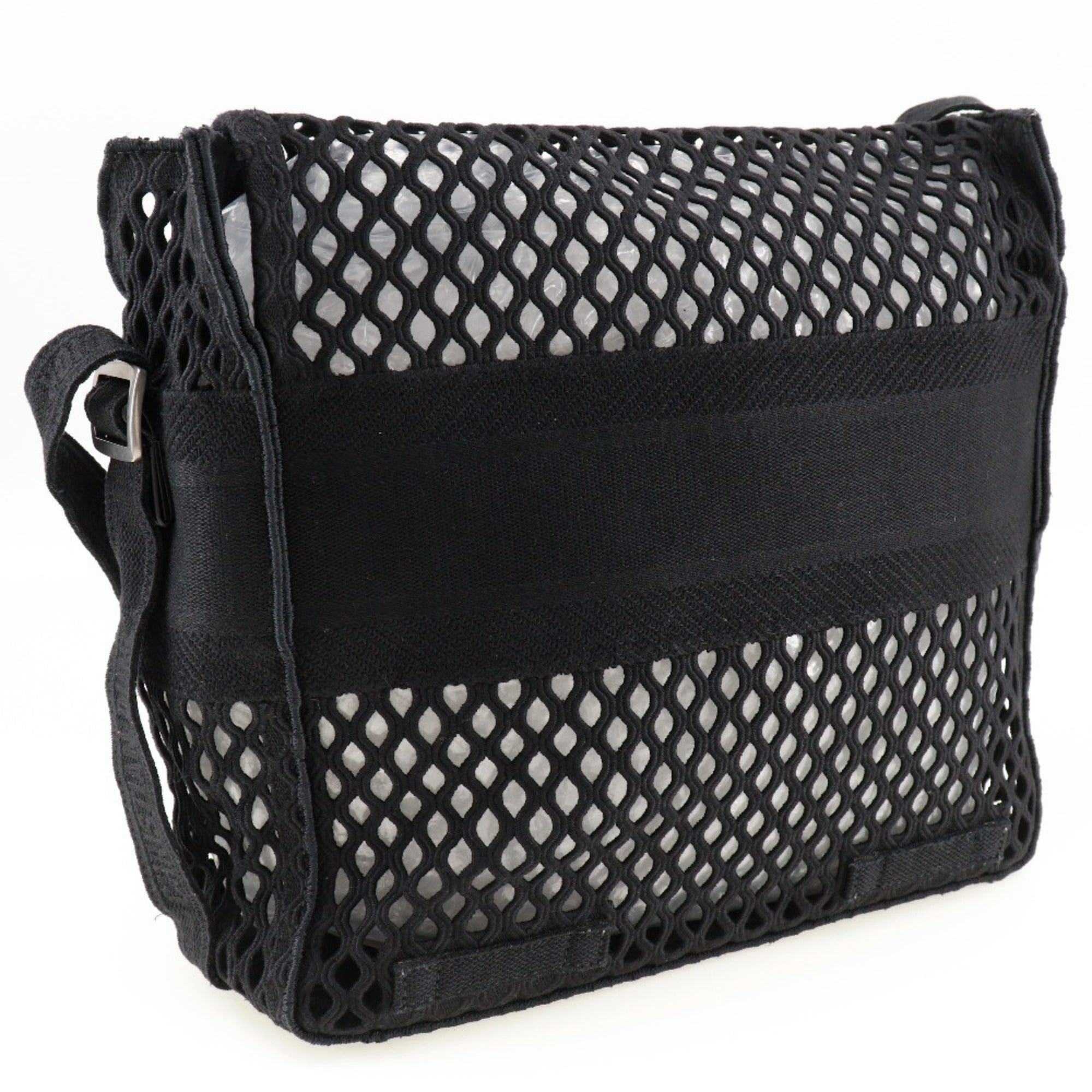 Christian Dior Black Mesh Messenger Bag Shoulder Bag ()