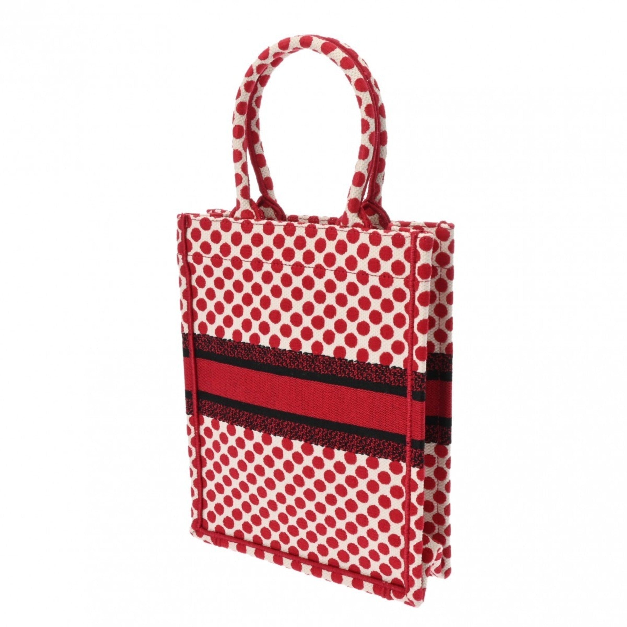 Christian Dior Red Color White Canvas Handbag ()