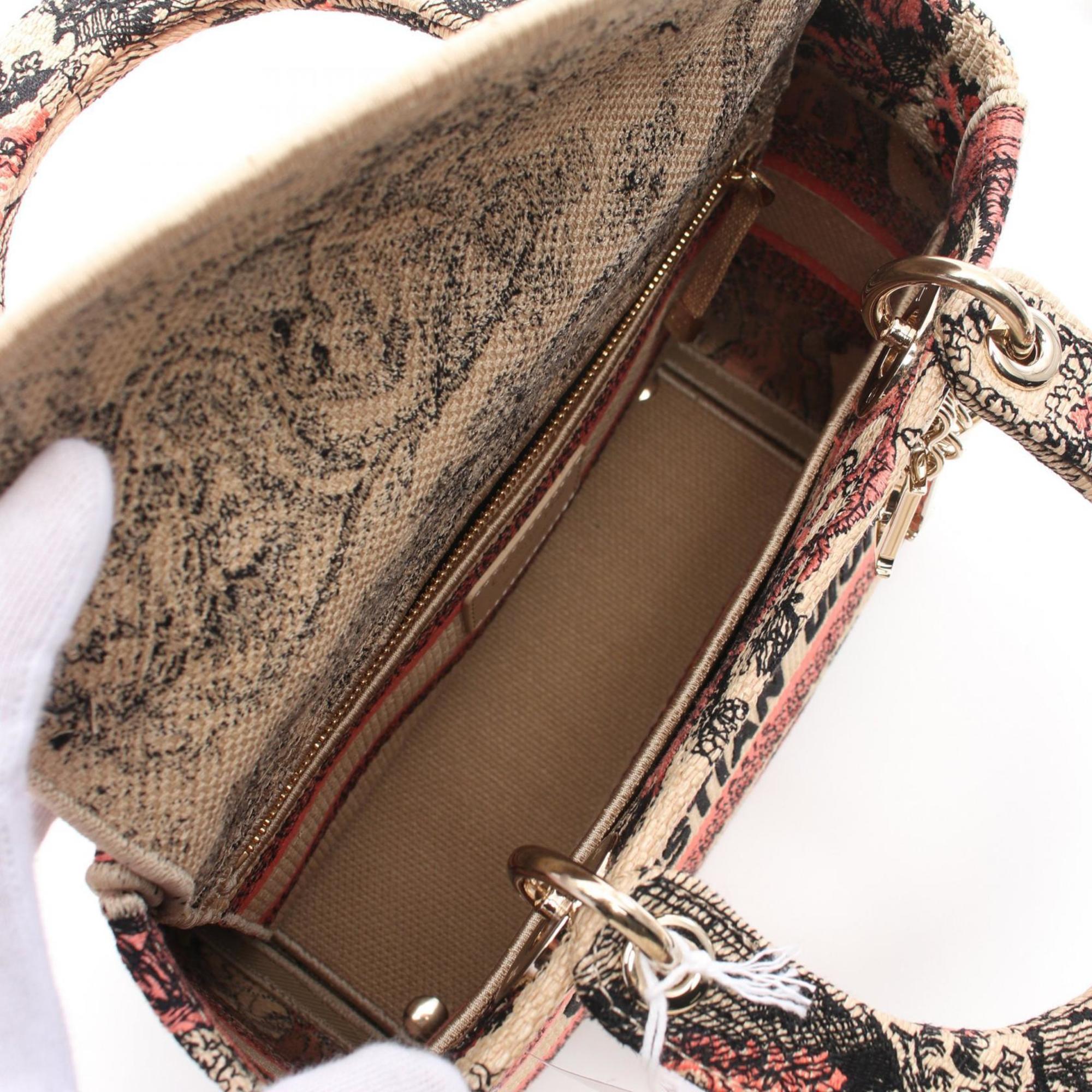 Christian Dior Beige Red Color Canvas Handbag ()