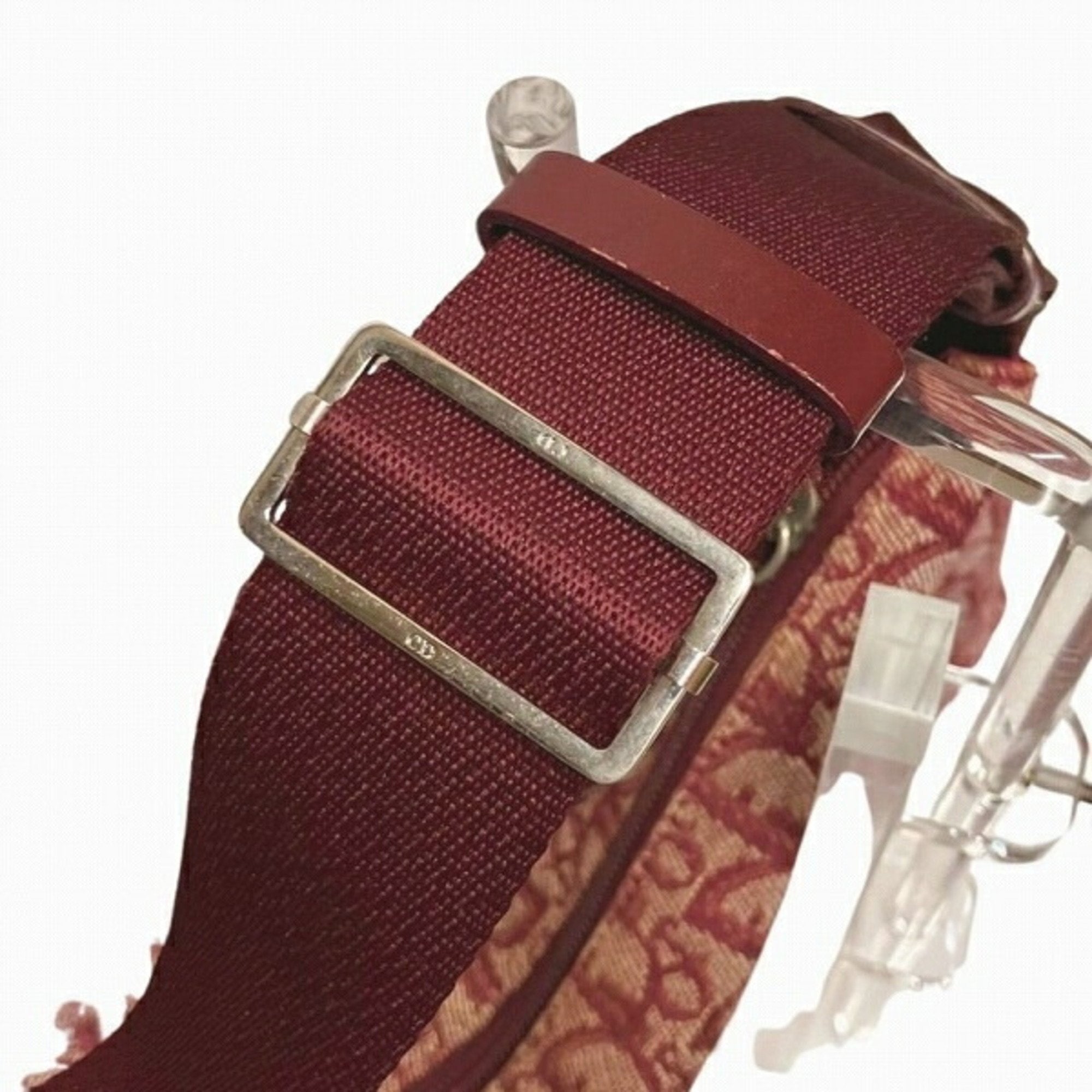 Christian Dior Trotter Bordeaux Canvas Leather Shoulder Bag ()