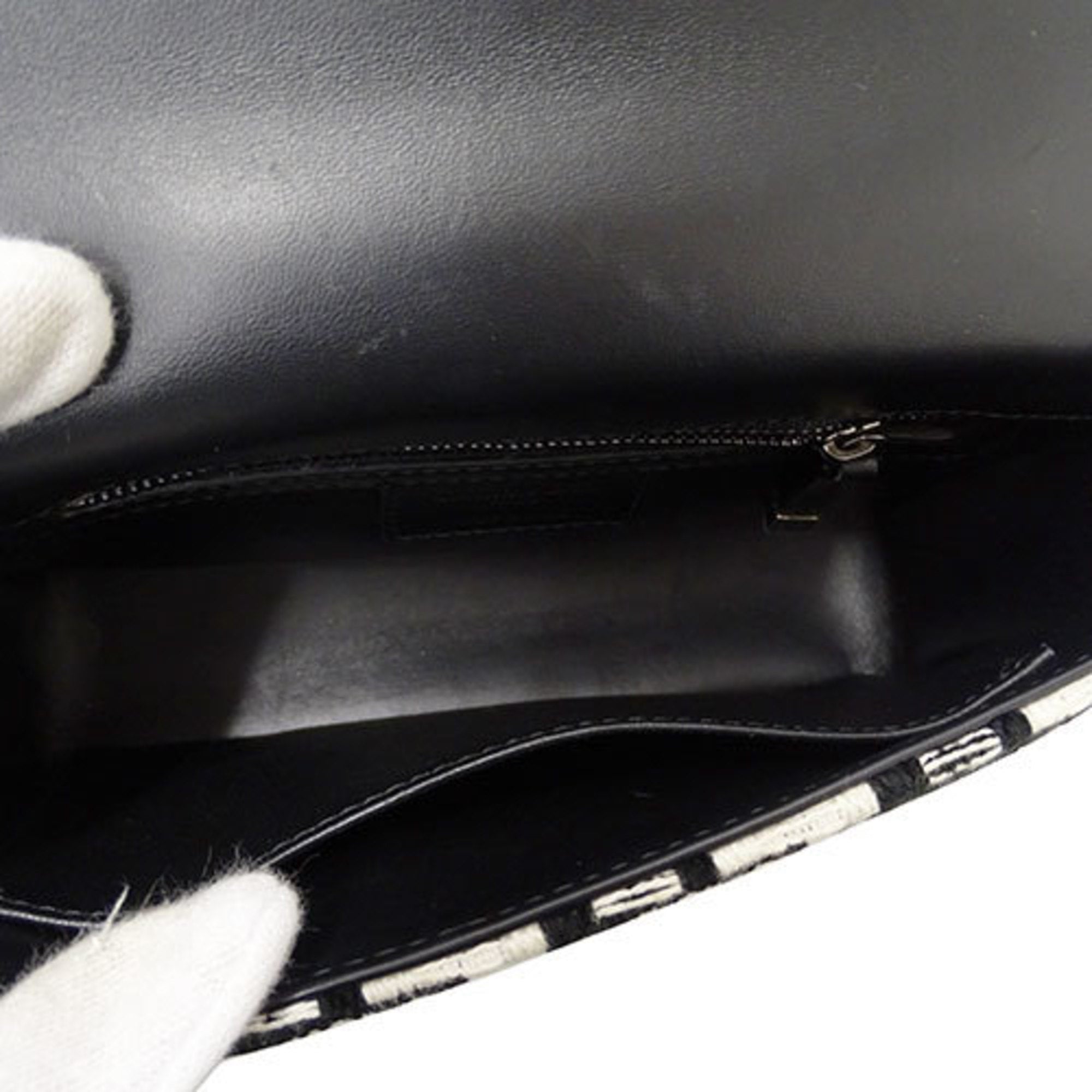 Christian Dior Black White Canvas Shoulder Bag ()